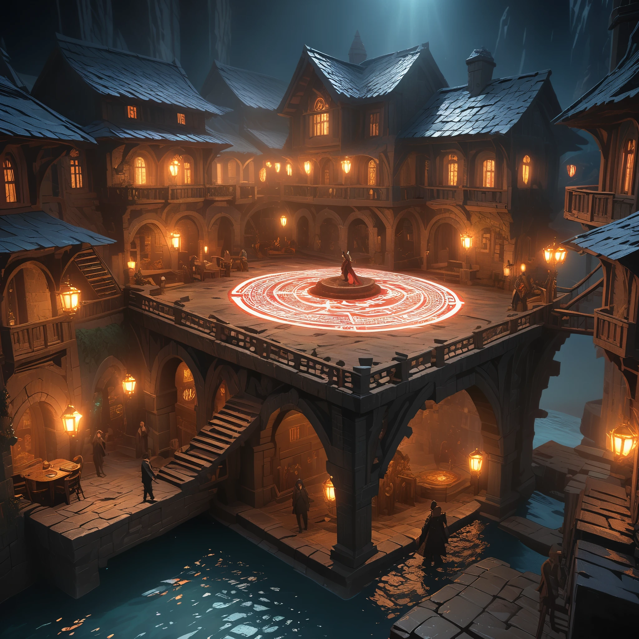 Rich details,Dungeons and Dragons,Isometric architecture,Magic House,magic circle,Gorgeous magic,Glowing special effects,depth of field,Overclocked renderer,movie lighting,Ultra-fine,super detailed,CG art,