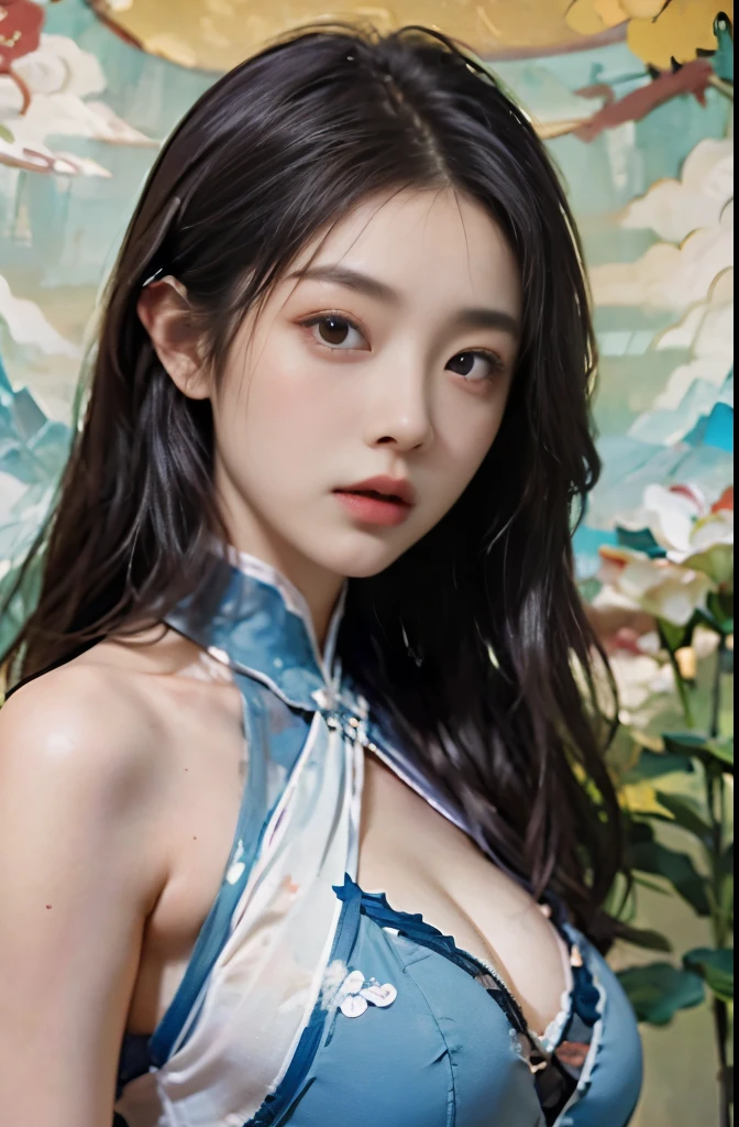 1 girl,Dunhuang,masterpiece,best quality,32k Ultra HD,high dynamic range,digitalTM,Cinema-level lighting effects,Wide-angle lens,Wide-angle lens,super vision,super wide angle,Exquisite facial features,The face is super delicate,best fingers,