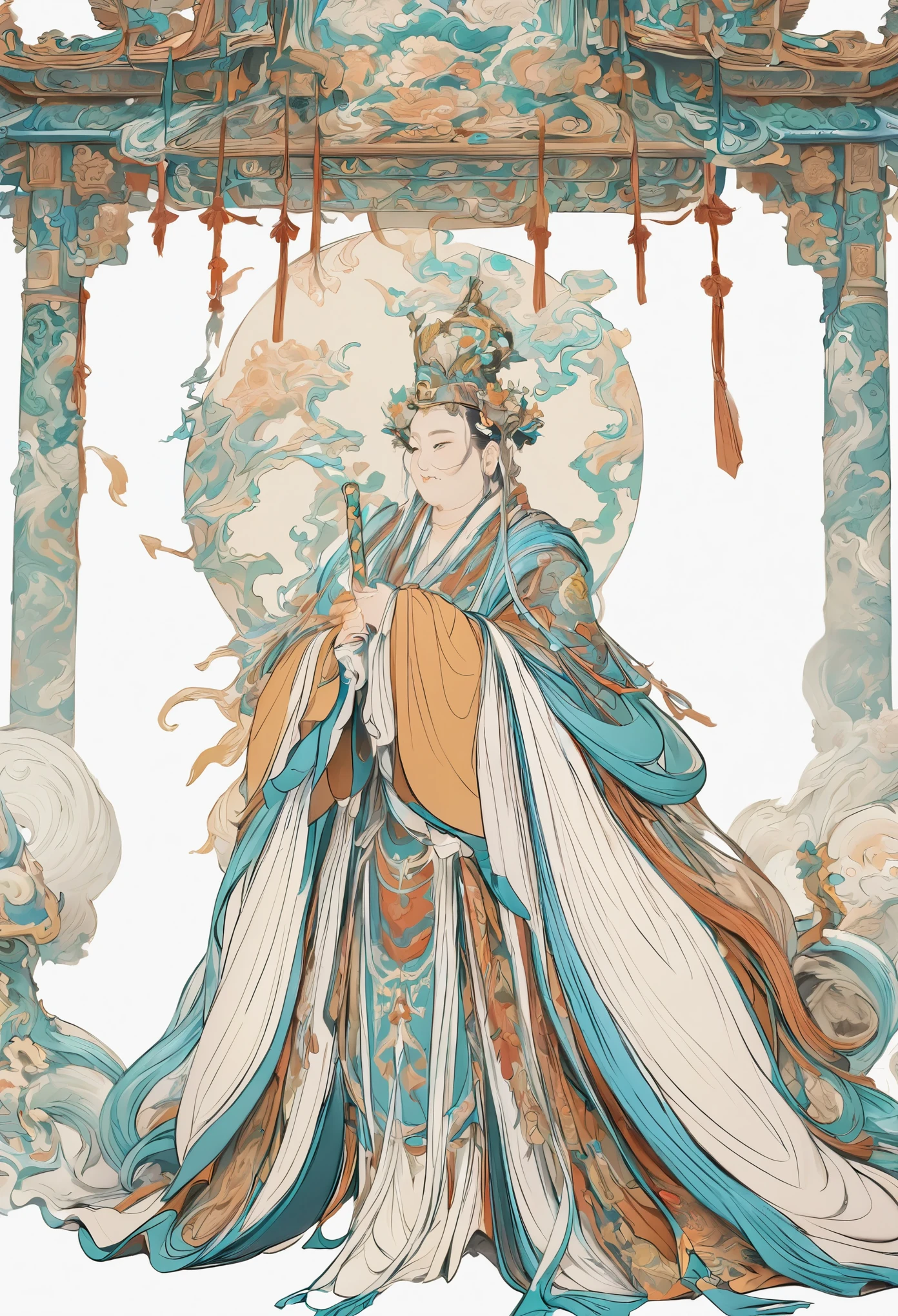 (masterpiece, best quality:1.2), yongle_style,1man,white background