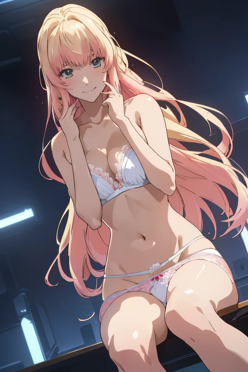 I boy in,On the stage,,(((1girl,1boy,fell,colorful stage dress,(((realistic white lace panties))),oe socks ,figure:0.8,dynamic angle,1 girl, sheryl nome, (((colorful hair, blonde hair, pink hair, gradient hair long hair))), medium breasts, blue eyes, woman, looking at ewer, smile,,masterpiece ,8k unity wallpaper,anime key visual,highest quality, High resolution, unity 8k wallpaper, (shape:0.8), highly detailed face,highly detailed eye,glowing eyes , shiny skin,fine skin,white skin,dense skin,detailed hair,highly detailed legs,perfect lighting, Detailed CG, (perfect hands, perfect anatomy),High resolution,anime key visual,Kyoto Animation,(Detailed wear ),slender limbs, delicate curves, dainty hands, tiny feet,