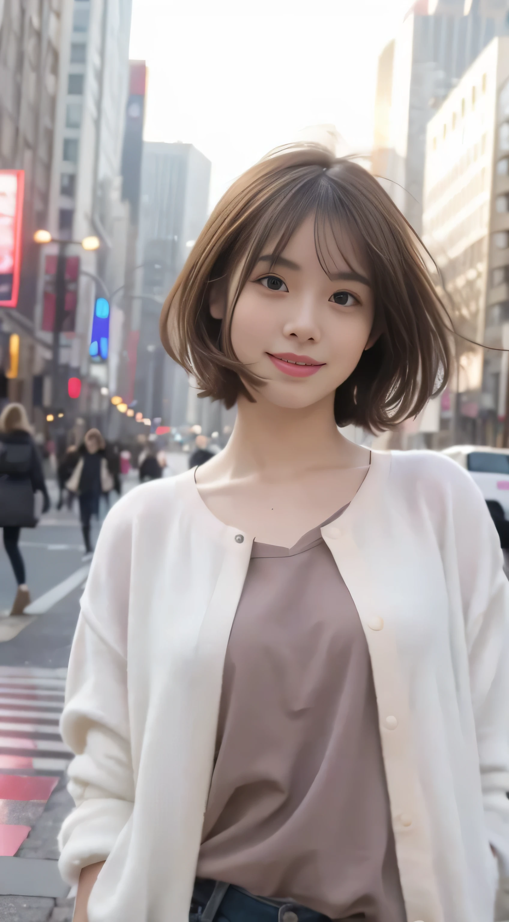 highest quality、masterpiece:1.2、(realistic、Photoreal:1.37)、1 girl、cute、cityscape、night、rain、Wet、professional lighting、photon mapping、radio city、Physically based rendering、((Gradient brunette hair with plenty of volume))、short curly hair、good looking、white ball set、excellent image quality、High resolution、1080p、(cute face)、(Detailed CG)、 extreme light and shadow、masterpiece、Rich details、(exquisite features)、(best image quality)、(masterpiece)、(pay attention to details)、looking forward to your eyes、delicate clavicle、Slim Beauty 1,Full body photo from the front,the cutest smile,A dizzying smile