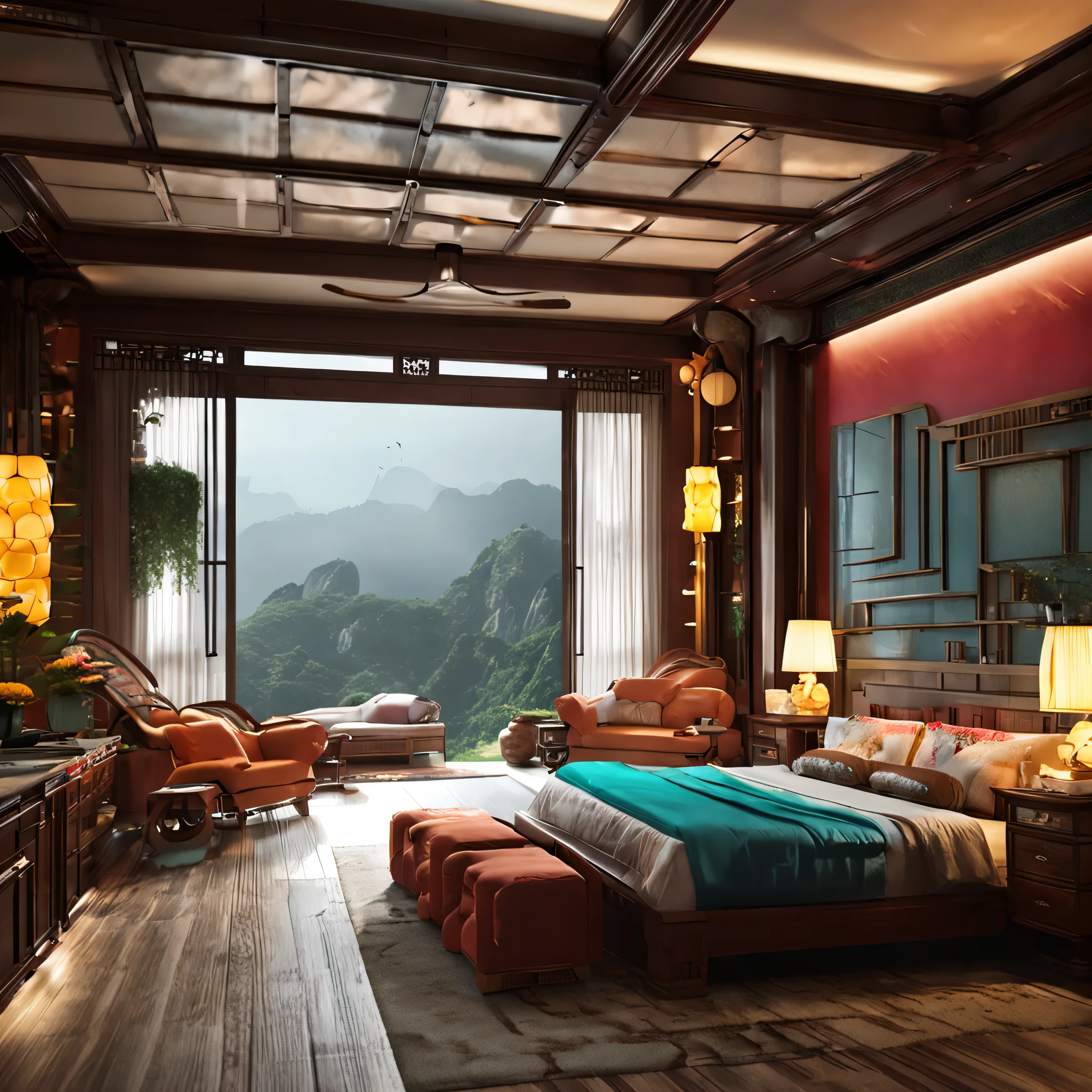house,Chinese style,room interior,perspective,