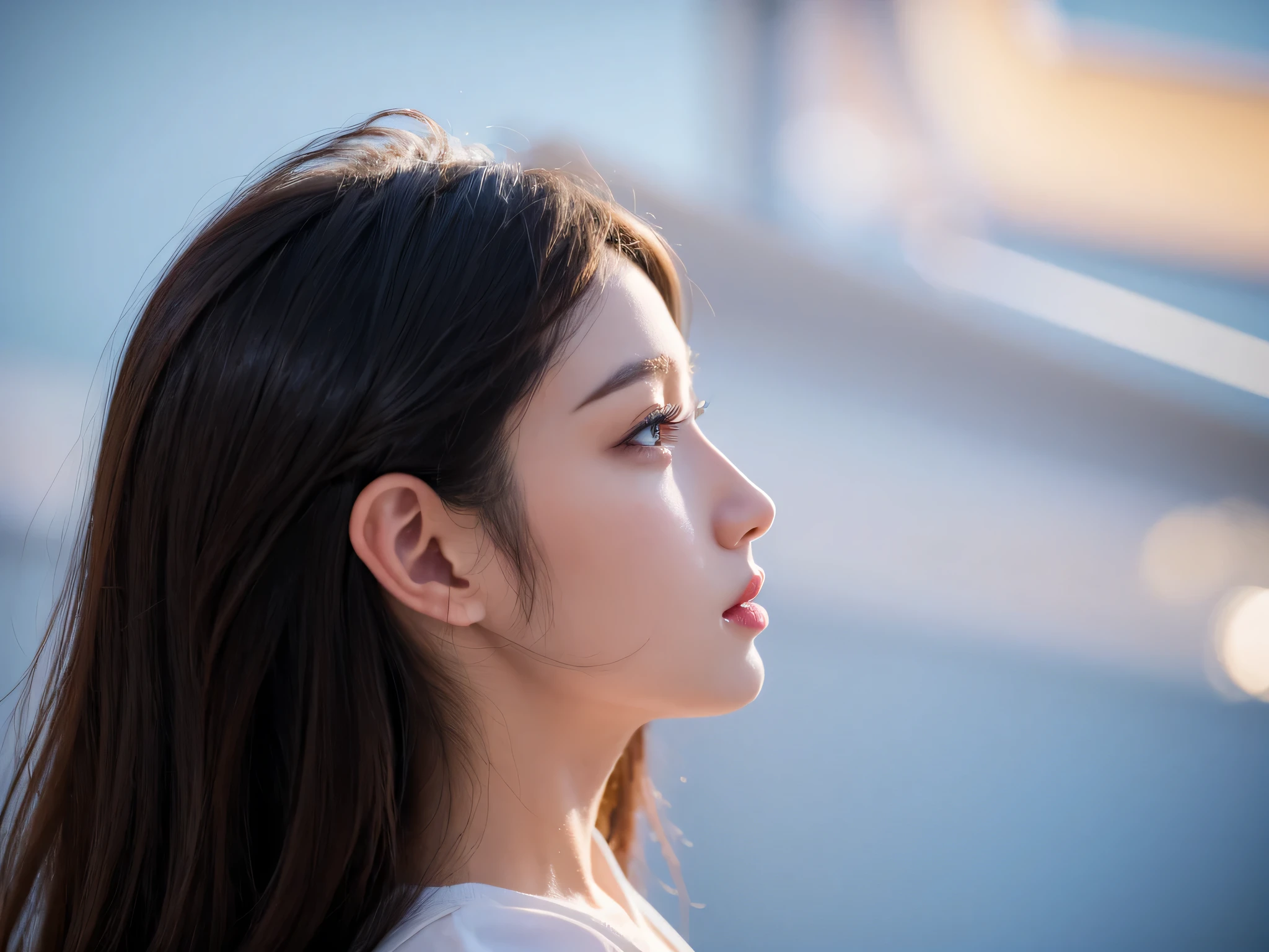 Beauty,profile,an blowing,no background