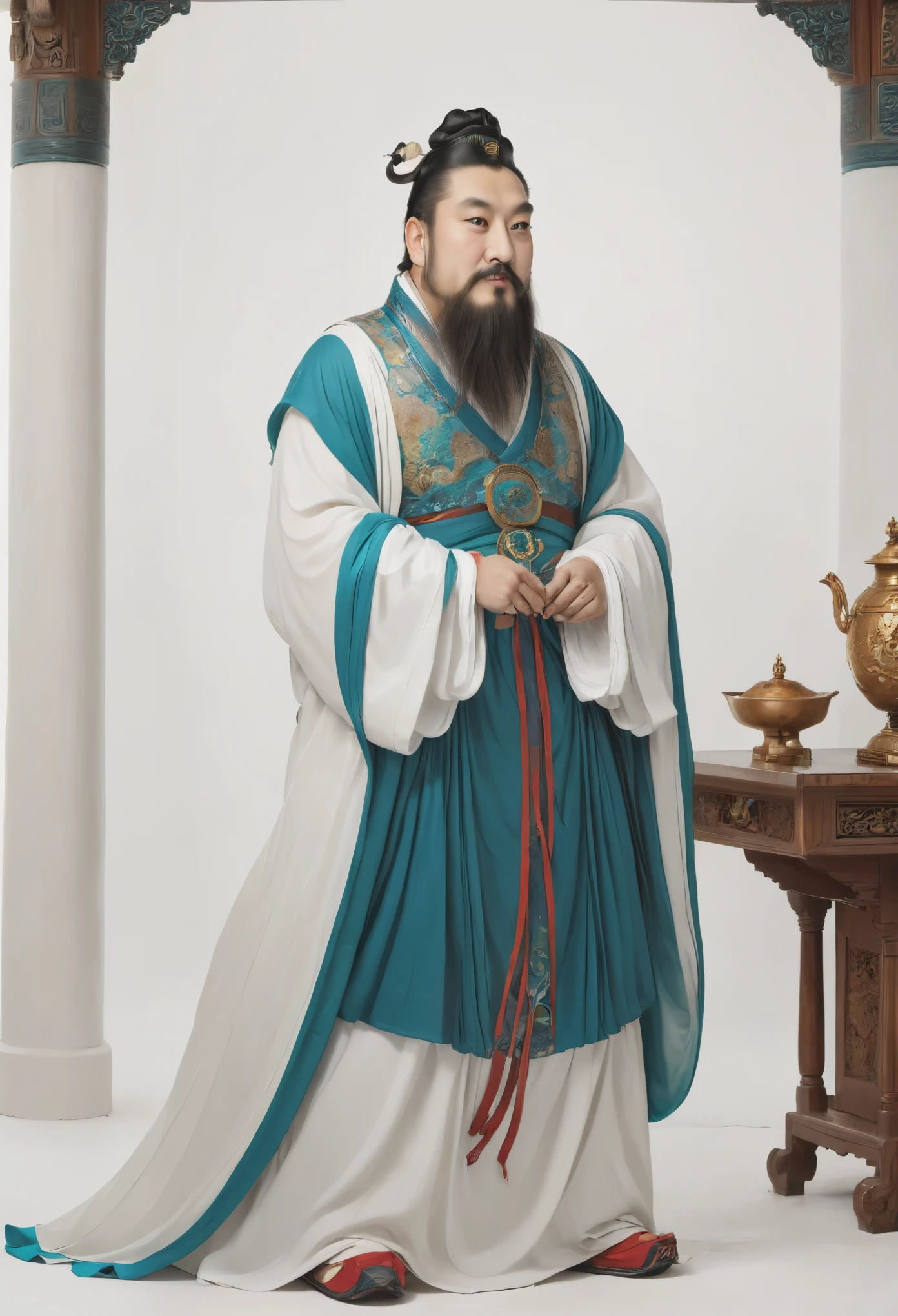 (masterpiece, best quality:1.2), yongle_style,1man,white background