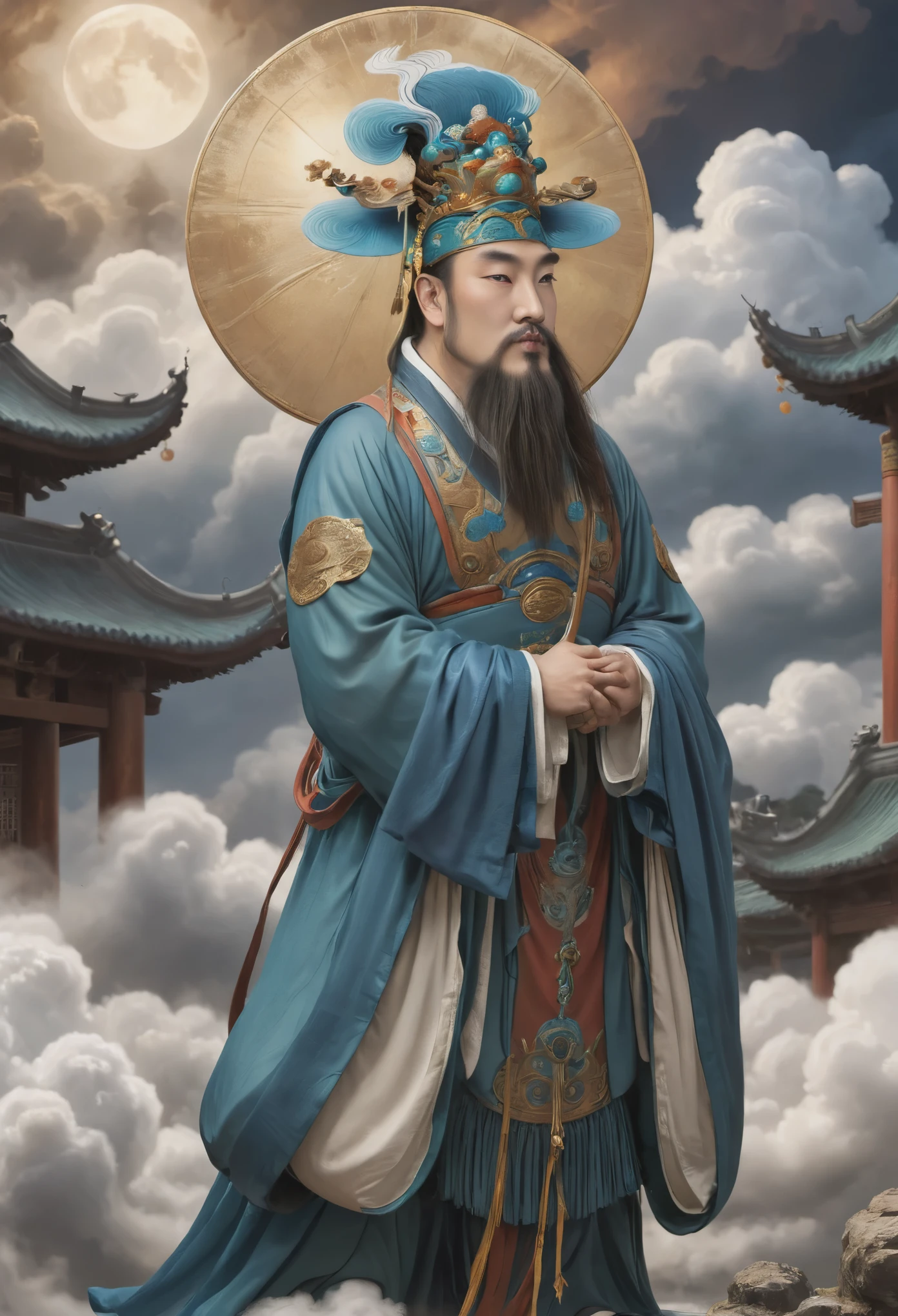 (masterpiece, best quality:1.2), yongle_style,1man,cloud,Hat