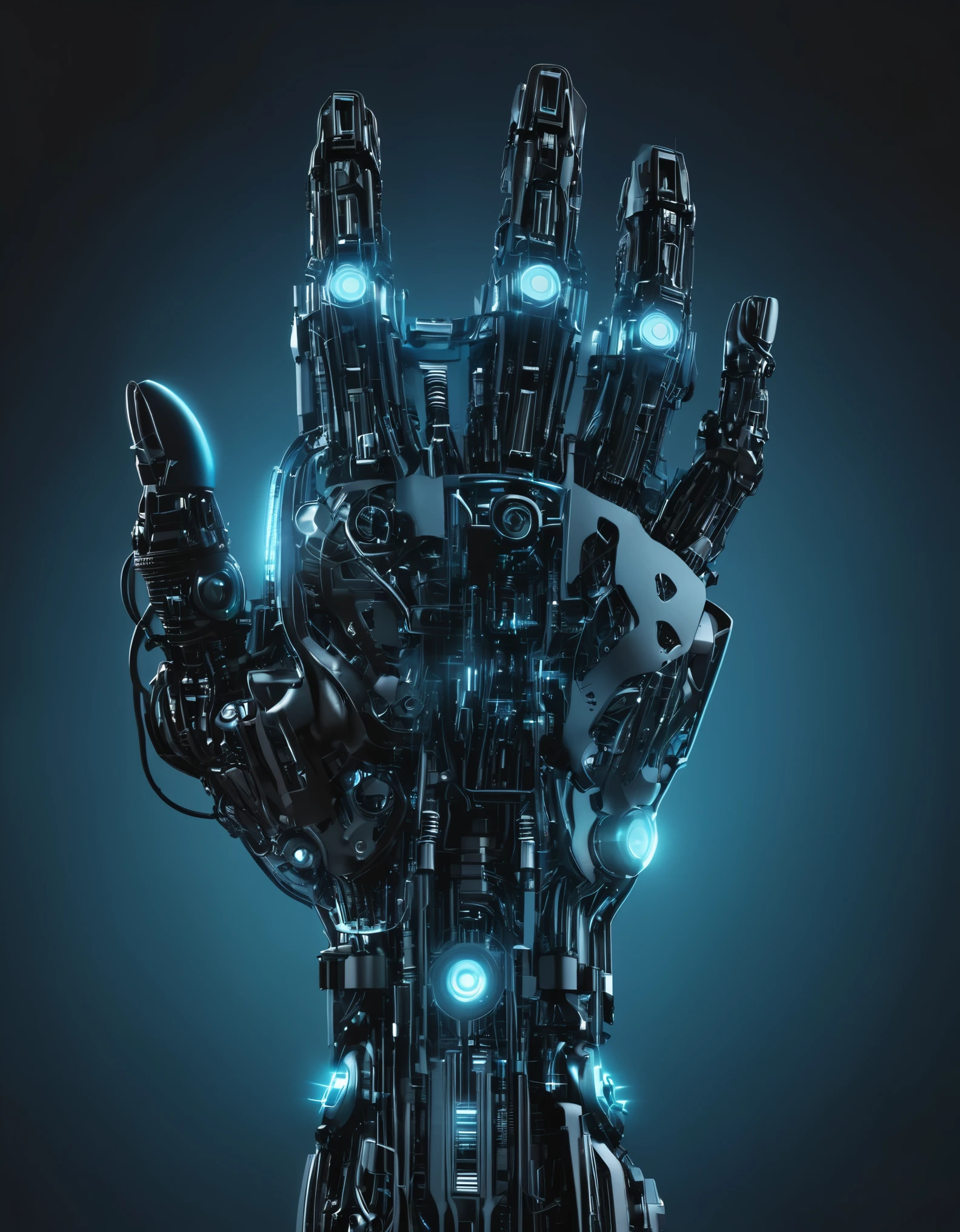 Humanoid Mechanical cyber hand, Outline lines under black shades, scanlines, silhouette, film grain, 16k --chaos 10 --ar 2:3 --style raw --stylize 750 --v 6.0