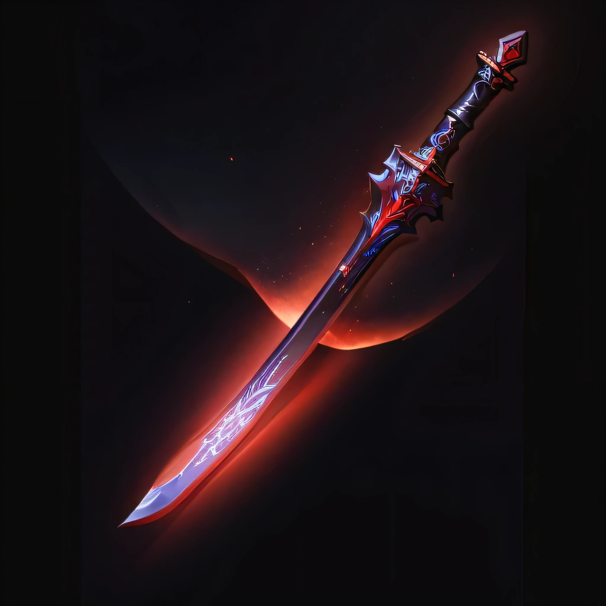 dark red手柄刀的特写,dark red, fantasy sword, holographic blade!, magic sword, beautiful sword, Fantasy Blade, war blade weapons, Ghost knife style, fantasy sword of warrior, , Great sword, Magic Sword, fantasy weapons, sword design, Armored Blade