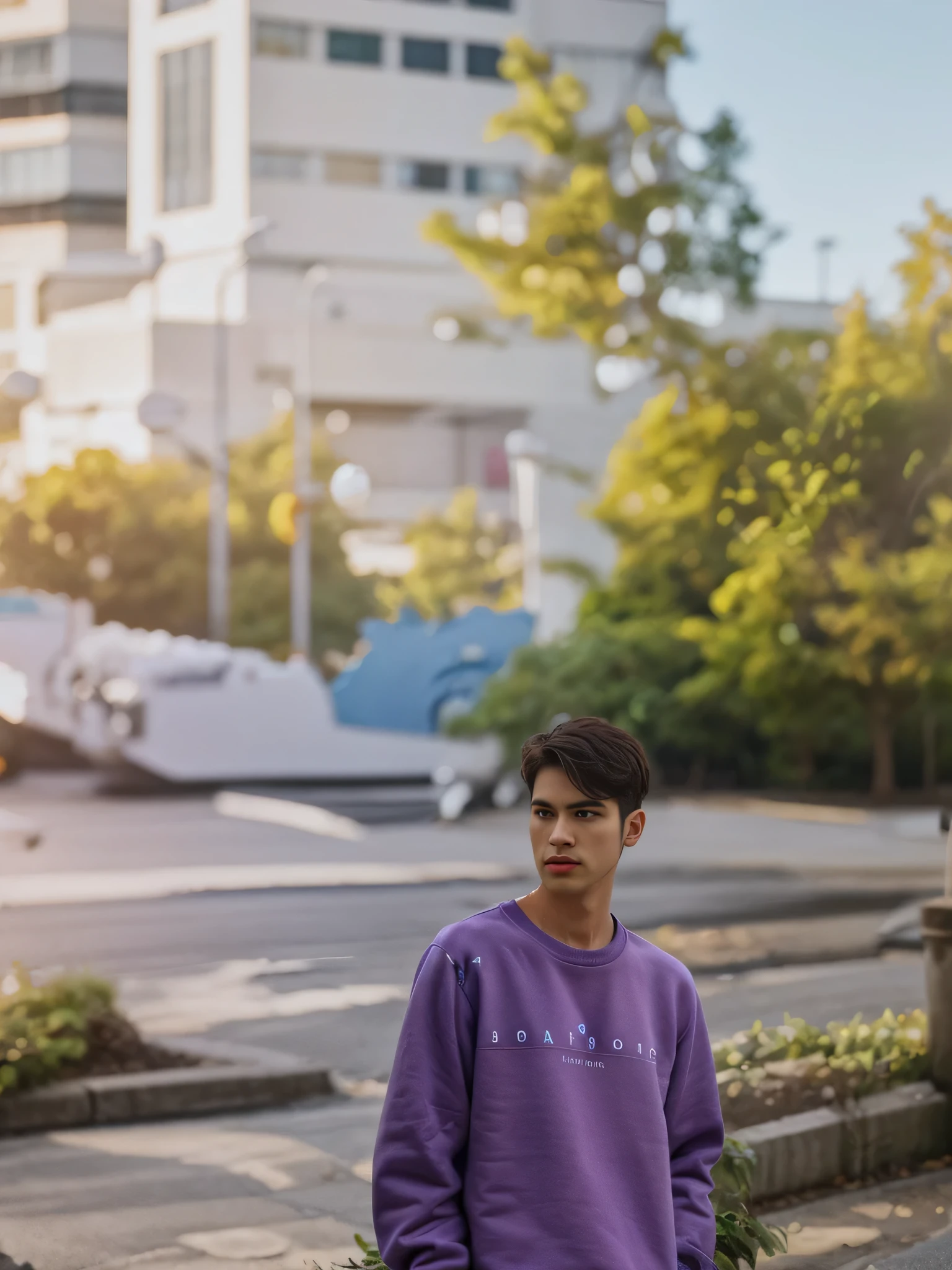 Realistic cotton material purple colour sweatshirt 
