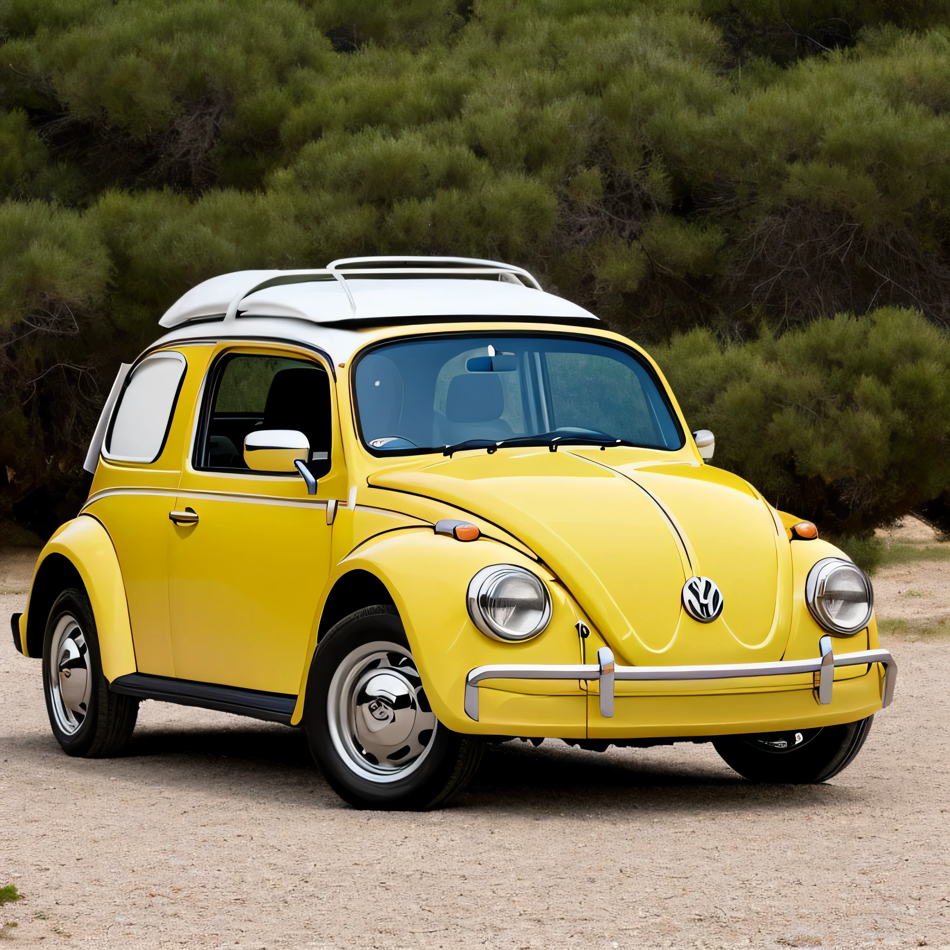O exterior do modelo Volkswagen California fusca 77 tem um visual novo e atraente. A carroceria foi totalmente restaurada e repintada em cores vibrantes e alegres,
As janelas foram limpas e polidas, allowing greater transparency and natural light to enter the interior of the Volkswagen California beetle 77 model. The crystals are in good condition and brightly colored shutters have been added to provide privacy and a decorative touch.
Detalhes decorativos foram adicionados ao exterior do Volkswagen California modelo fusca 77, como vinil ou adesivos juvenis. These elements add a playful and personalized touch to the exterior design of the Volkswagen California beetle 77 model.