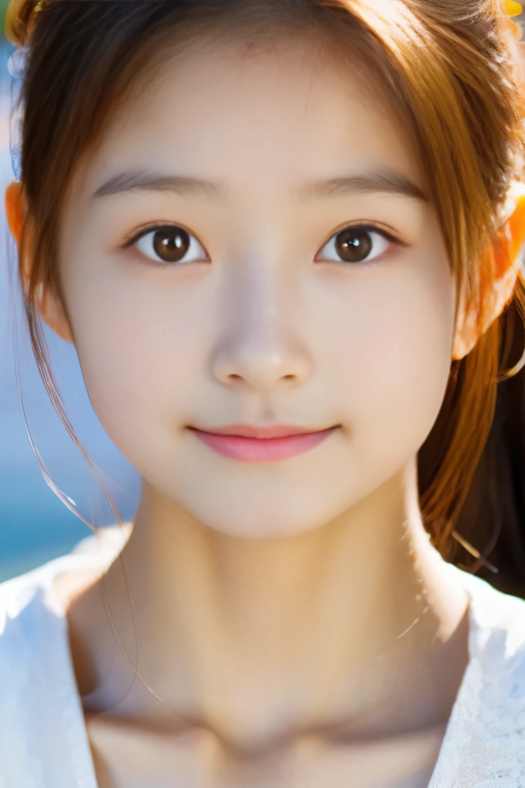 highest quality, masterpiece), (beautiful 12 year old japanese girl), (freckles:0.6), soft light, ponytail, Focus on your eyes, (detailed face)