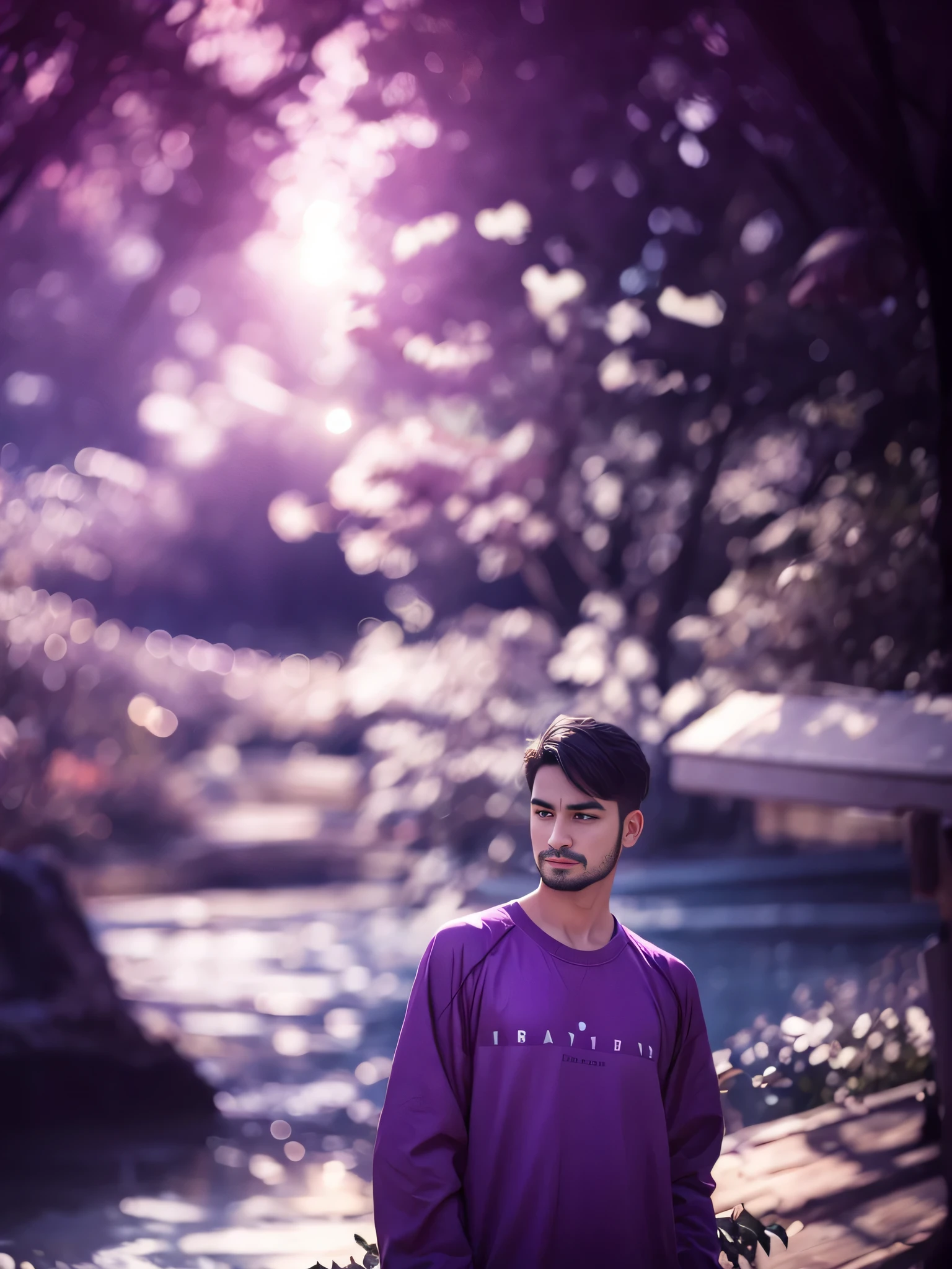 Realistic purple colour Bokeh circle portrait photography background 