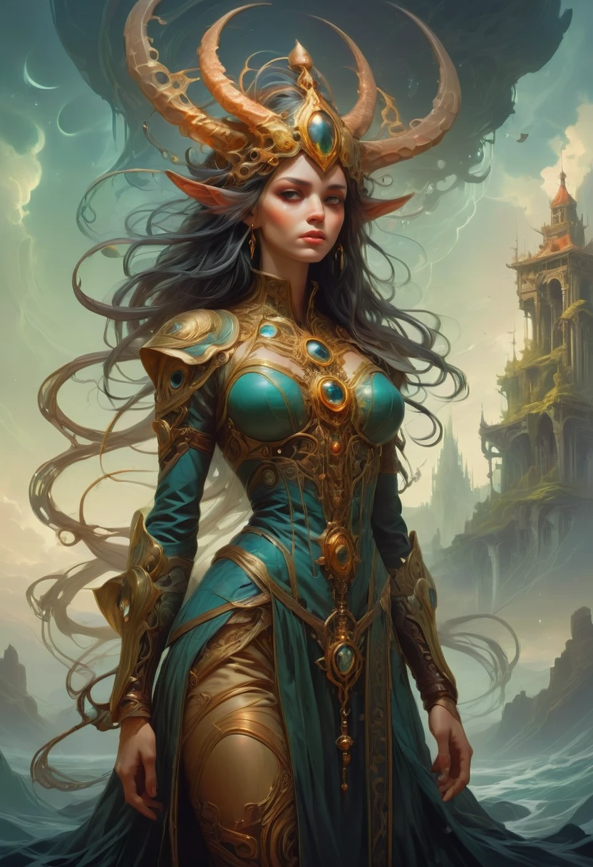 Dungeons & Dragons, by Peter Mohrbacher and Gerald Brom, dark theme, best quality, masterpiece, very aesthetic, perfect composition, intricate details, ultra-detailed