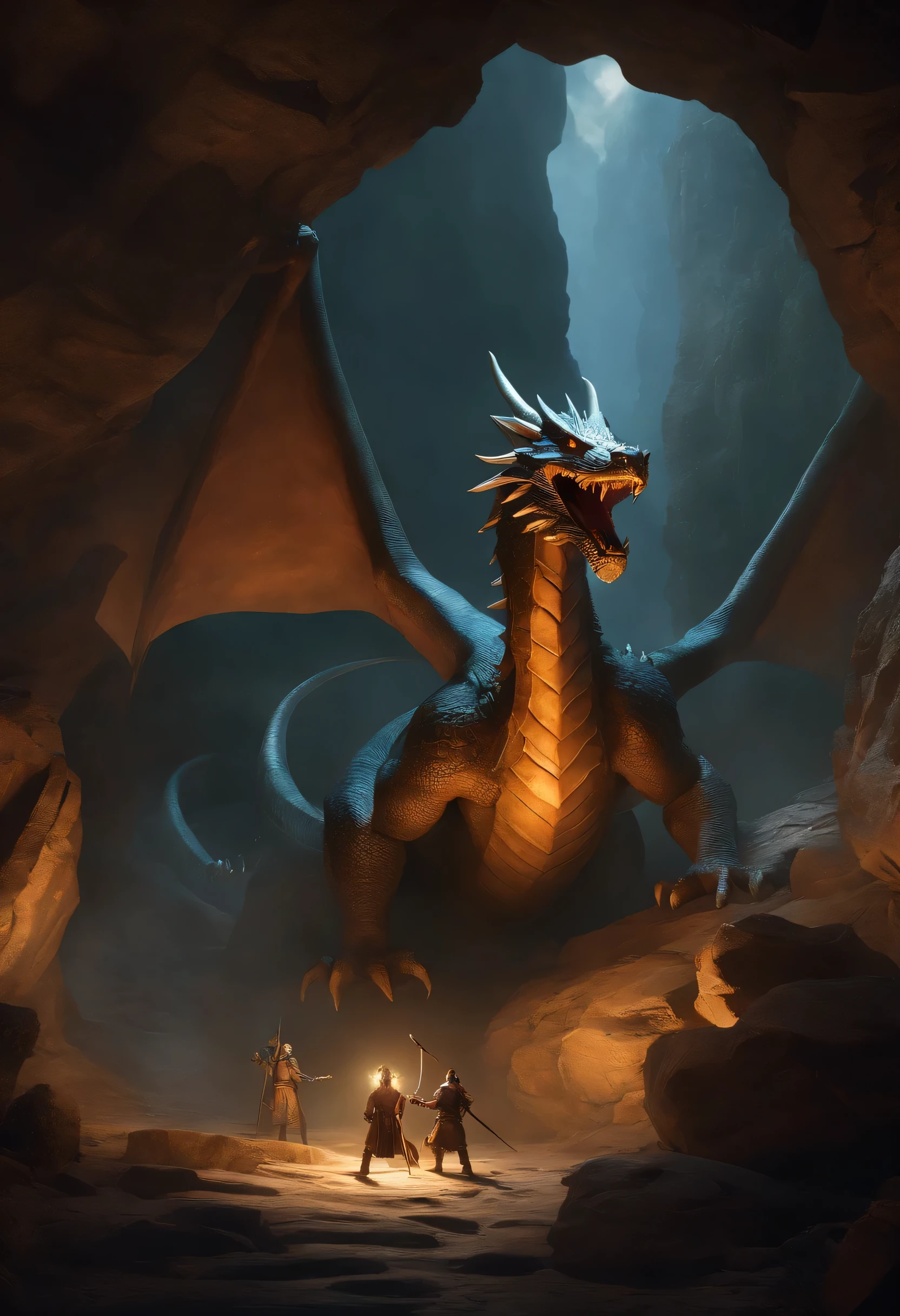 Dragons, warriors, magicians and healers,Dungeons & Dragons worldview,Light and shadow,Image for game introduction,dynamic,dragon vs human,masterpiece,best masterpiece,highest quality,rendering,rich colors,cast colorful spells,dream-like,Detailed details,In detail,,Bright colors,beautifulLight and shadow,magic,dream-like,Inspiration,beautiful,rendering,colorful,wonderful,particles of light,get used to it,masterpiece,best masterpiece,Art work using light,Artistic,get used to it,