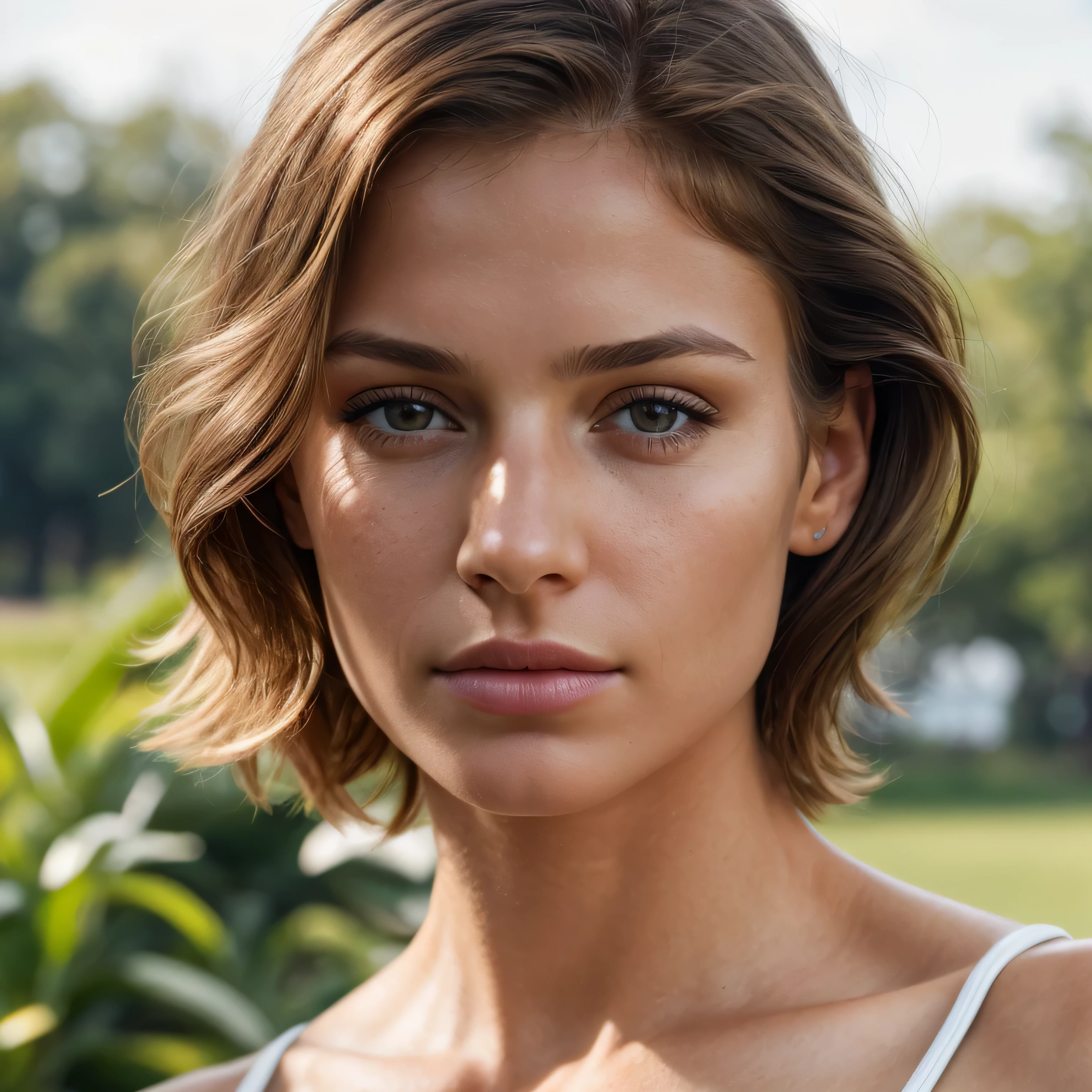 wearing fitness clotheasterpiece, best quality, high resolution:1.4), 1 Brazilian girl, angel, skin pores texture, Hair light brown, HD , Photography, movie, cinematic, full Body, Realistic, (8k, RAW photo, best quality, masterpiece:1.2), (realistic, photo-realistic:1.33), best quality, detailed small eyes brown, cute, sympathetic, Caucasian, natural lighting, depth of field, film grain, wrinkled skin, sharp, detailed and realistic portrait of a woman ,(freckles:0.5)
