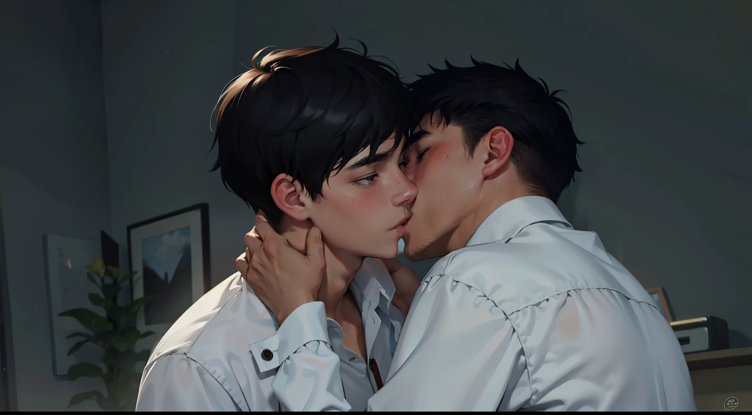 two 16 year old boys kiss