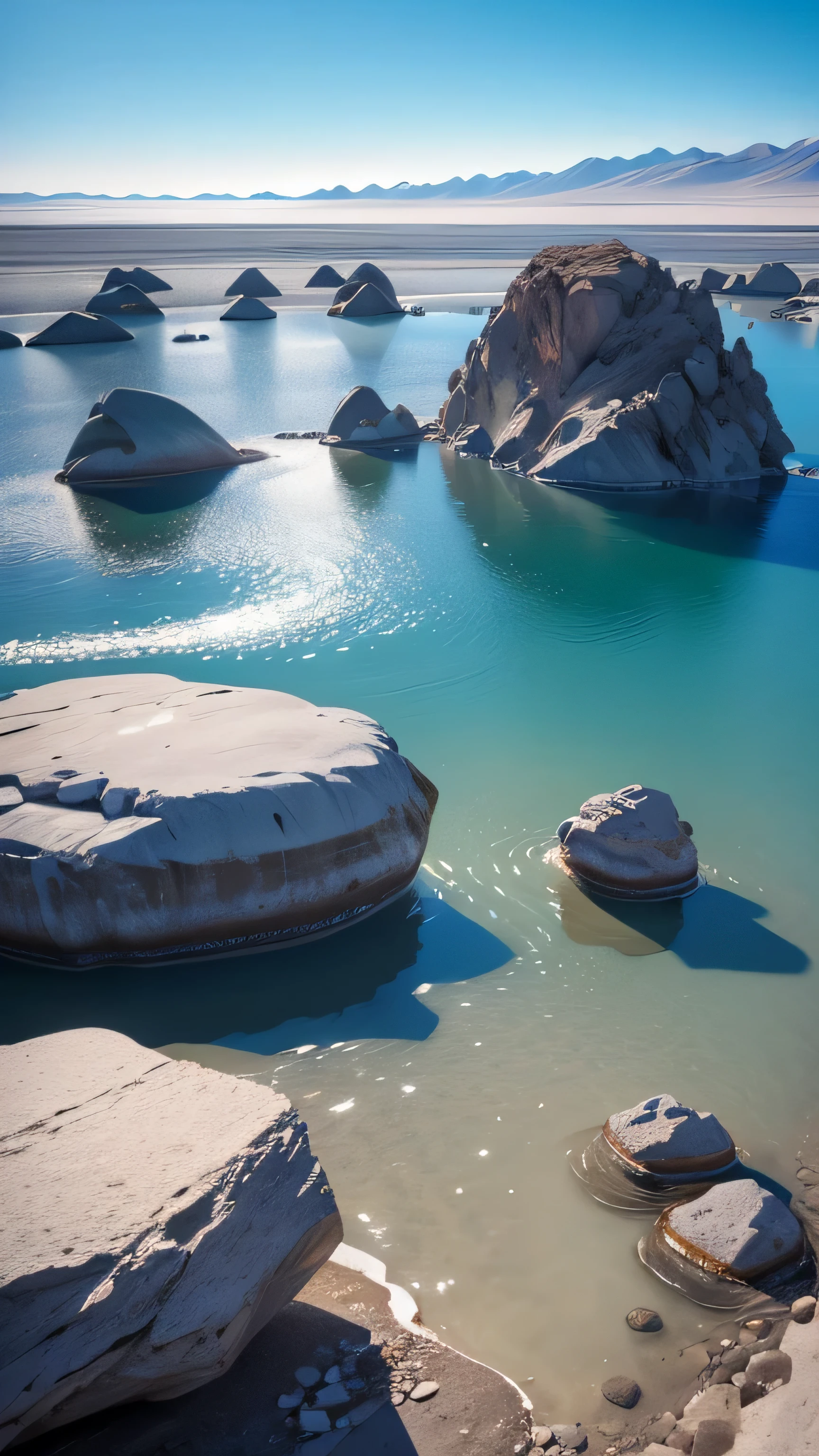floating rocks in salar de uyuni, 8k, high resolution 