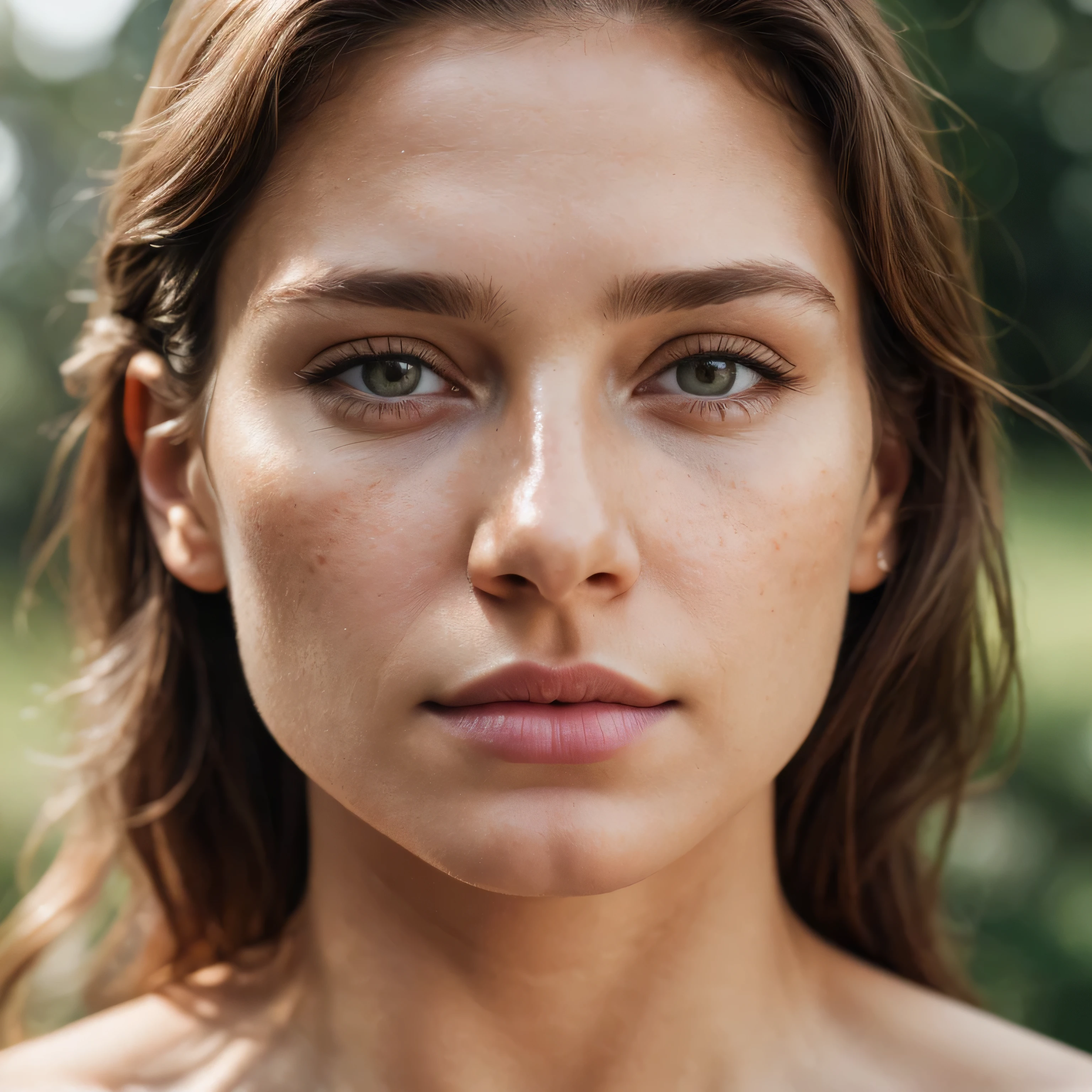 wearing fitness clotheasterpiece, best quality, high resolution:1.4), 1 Brazilian girl, angel, skin pores texture, Hair light brown, HD , Photography, movie, cinematic, full Body, Realistic, (8k, RAW photo, best quality, masterpiece:1.2), (realistic, photo-realistic:1.33), best quality, detailed small eyes brown, cute, sympathetic, Caucasian, natural lighting, depth of field, film grain, wrinkled skin, sharp, detailed and realistic portrait of a woman ,(freckles:0.5)