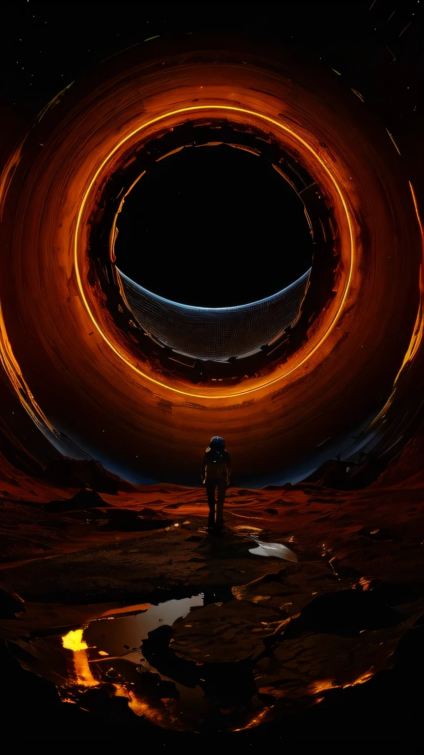 arafed image of a man in a space suit standing in front of a ring of fire, cinematic beeple, 3 d render beeple, by Christopher Balaskas, artgem and beeple masterpiece, beeple artwork, arstation and beeple highly, artem demura beeple, inspired by Christopher Balaskas
