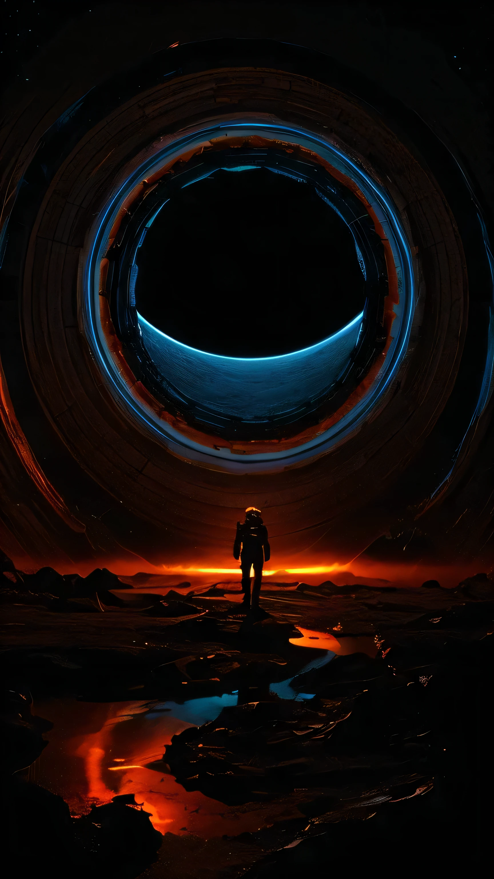 arafed image of a man in a space suit standing in front of a ring of fire, cinematic beeple, 3 d render beeple, by Christopher Balaskas, artgem and beeple masterpiece, beeple artwork, arstation and beeple highly, artem demura beeple, inspired by Christopher Balaskas