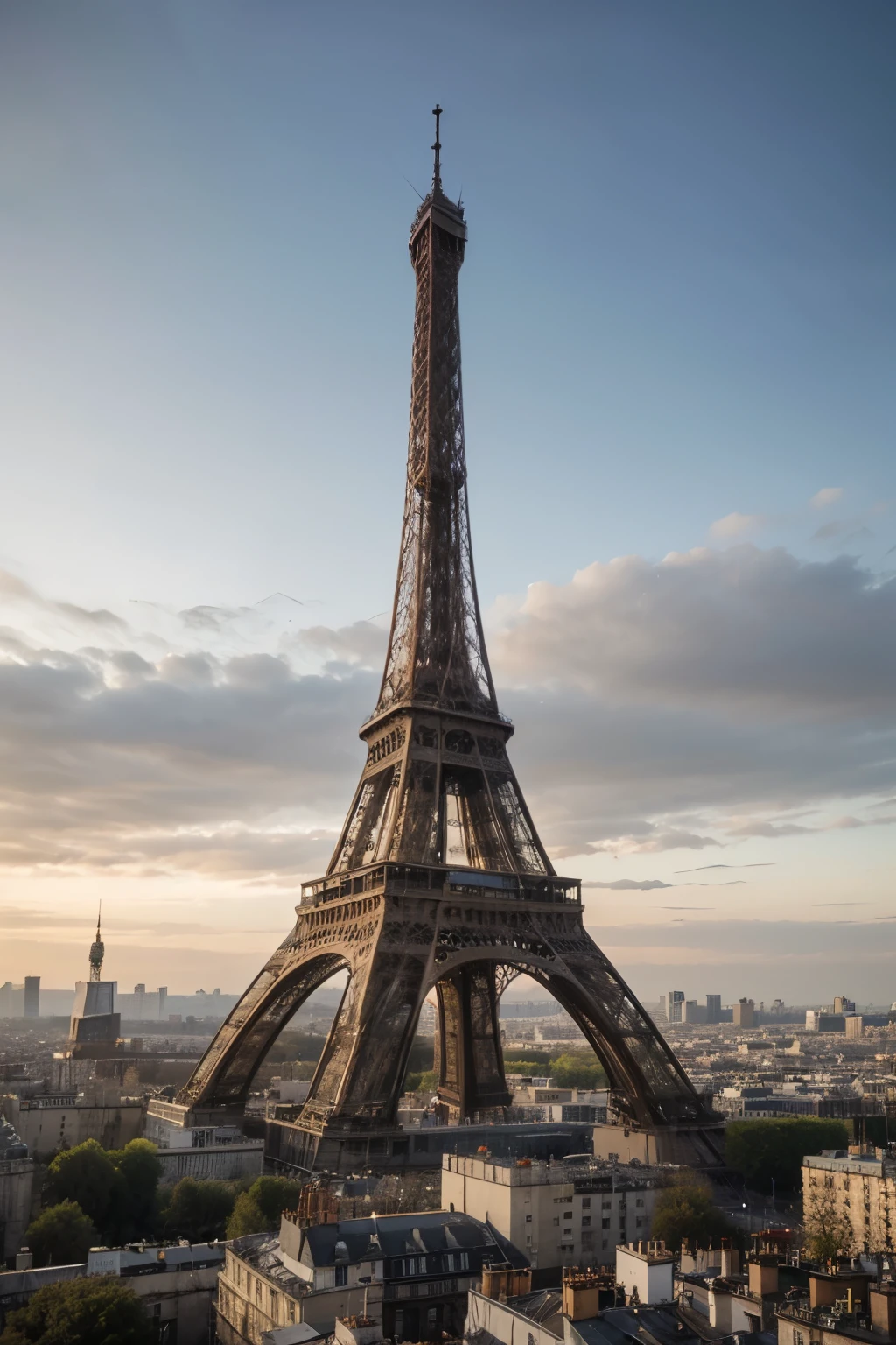 imagen que relacione de manera simbolica la importancia historica de la torre eiffel y el edificio de la opera de Garnier, realzando la utilizacion del hierro fundido en ambas obras y su relacion directa con un paris innovado

