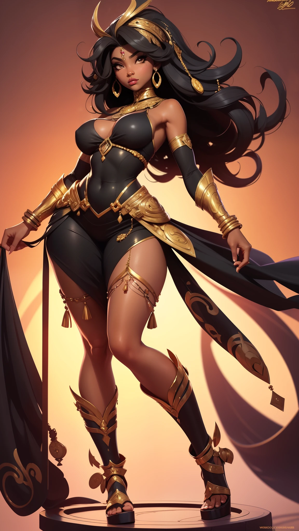 
front view--ebony-mature-fighting-woman--beautiful-and-beautiful-perfect-african-woman--with gold ornaments on the neck--perfect face--perfect nose,  ojos perfectos, labios gruesos y perfectos, pechos grandes, pechos enormes con pezones marrones duros--piel negra---cuerpo hermoso-hermoso-sexy-delgado----hermosas piernas curvas, con adornos, perfect body anatomy - sexy pose -eternal woman--fantasy -arteen-action-painting -of-high-definition-digital-art-