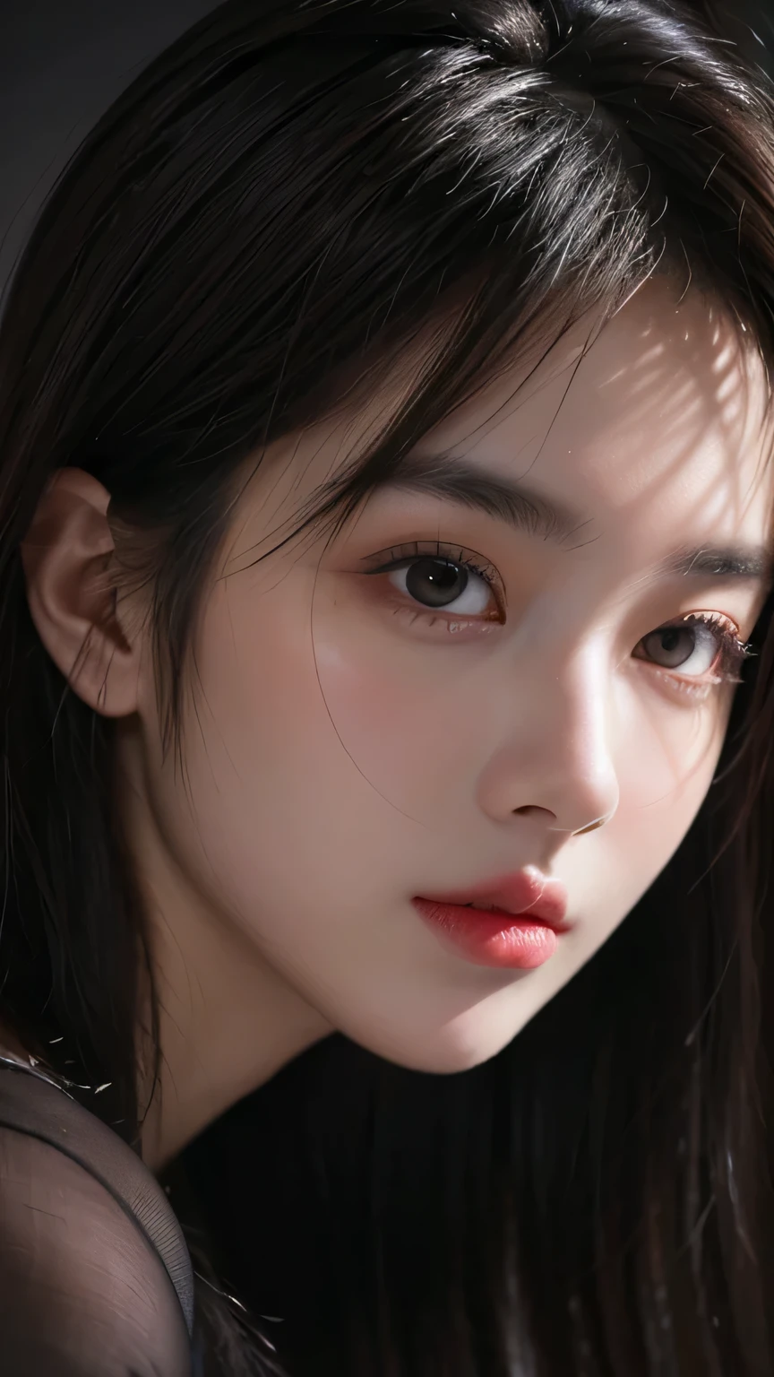 masterpiece, Highest quality, alone, One girl, Glowing Skin, Hoop Earrings, glamorous, Whimsical details, Slicked back hair, Fascinating, Shallow depth of field, Contrasting, Professional models, Facing forward, Portraiture 、((Completely naked))、(((nsfw)))