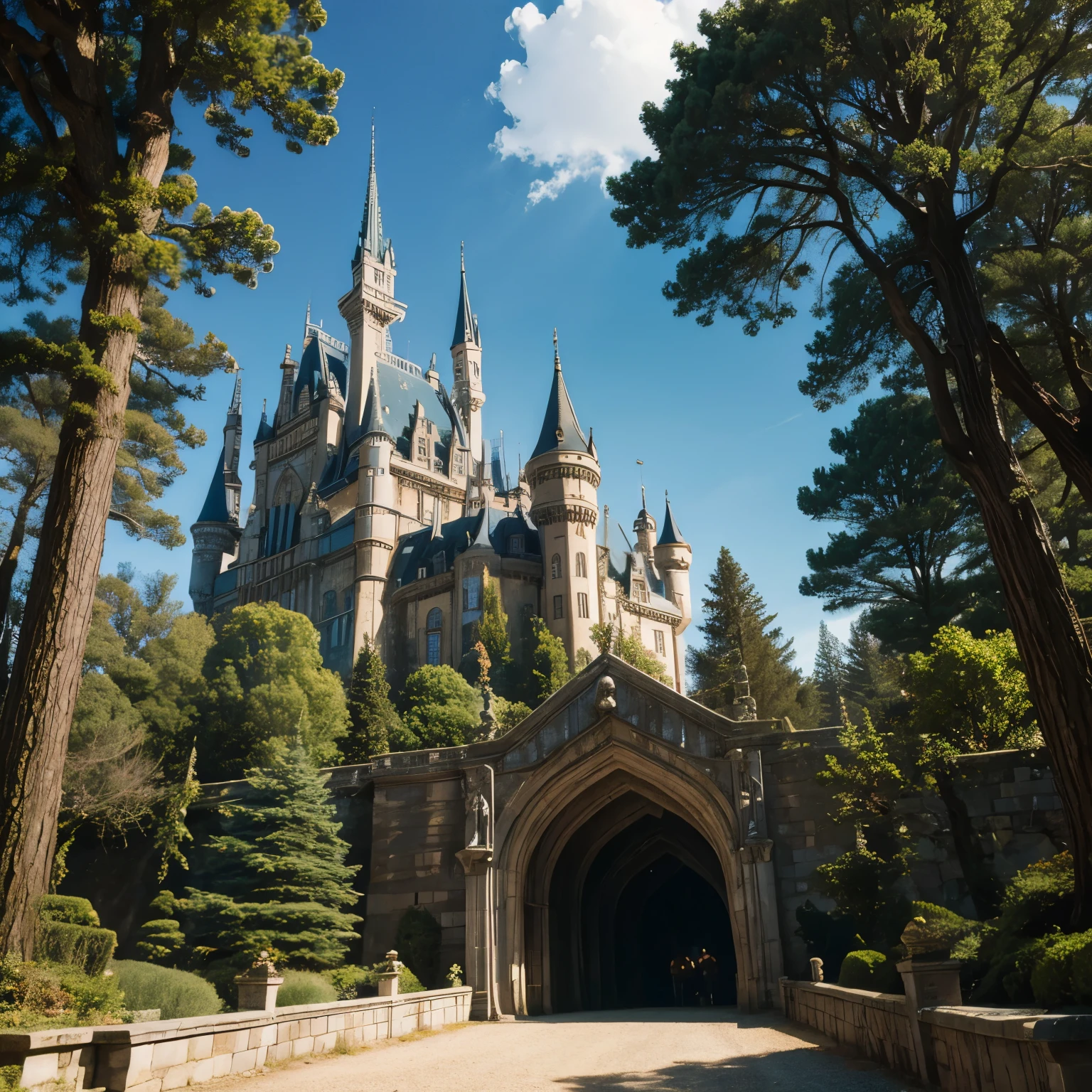 Fantastic castle in the forest