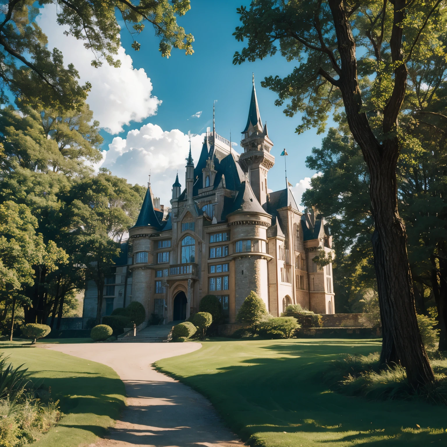 Fantastic castle in the forest