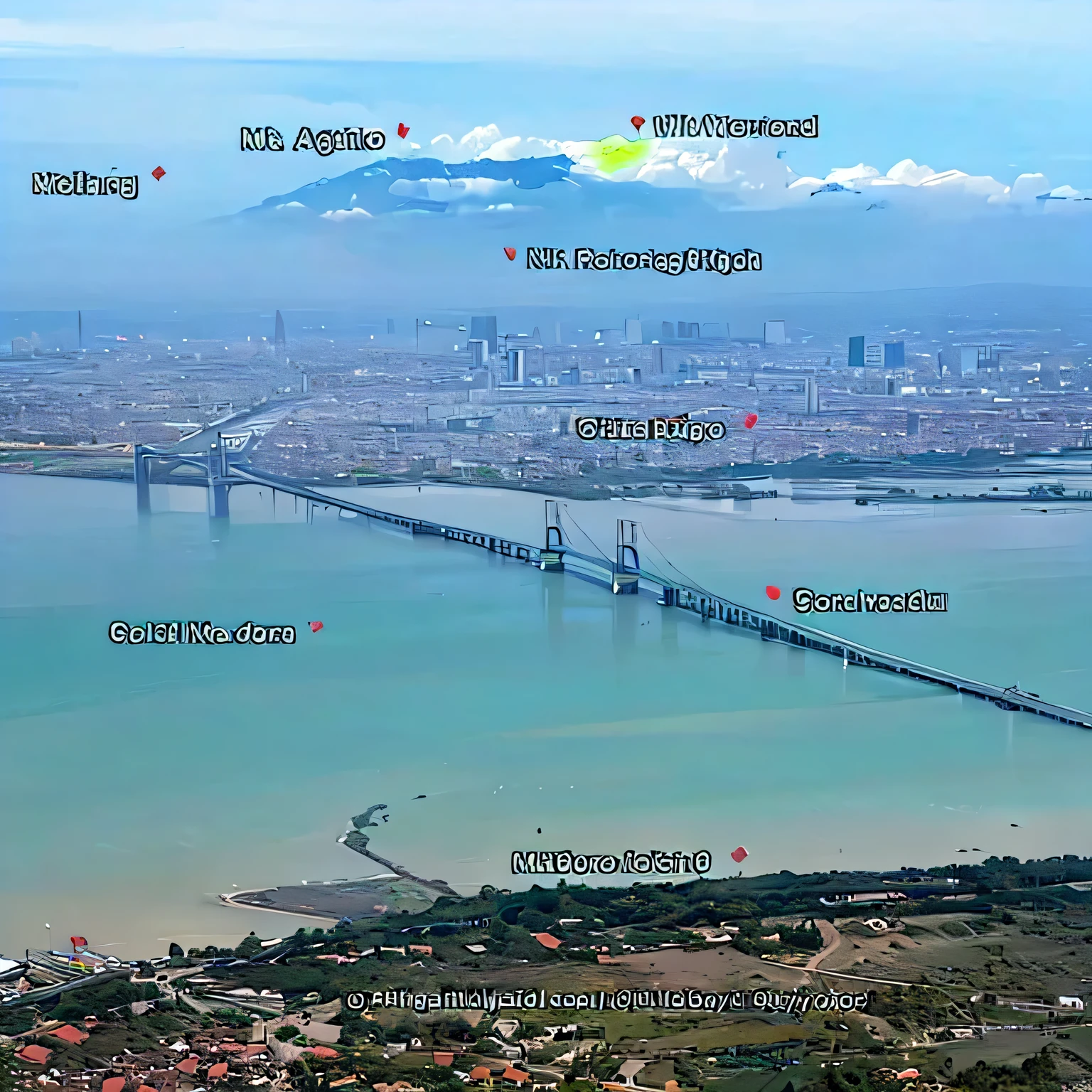 arafed view of a bridge with many different locations in it, lots of bridges, above view, tall bridge with city on top, closeup - view, overview, view from slightly above, soaring towers and bridges, [ overhead view ]!!, 8 k. filling of the view, airborne view, aerial view, south jakarta, top - view, aerial shot