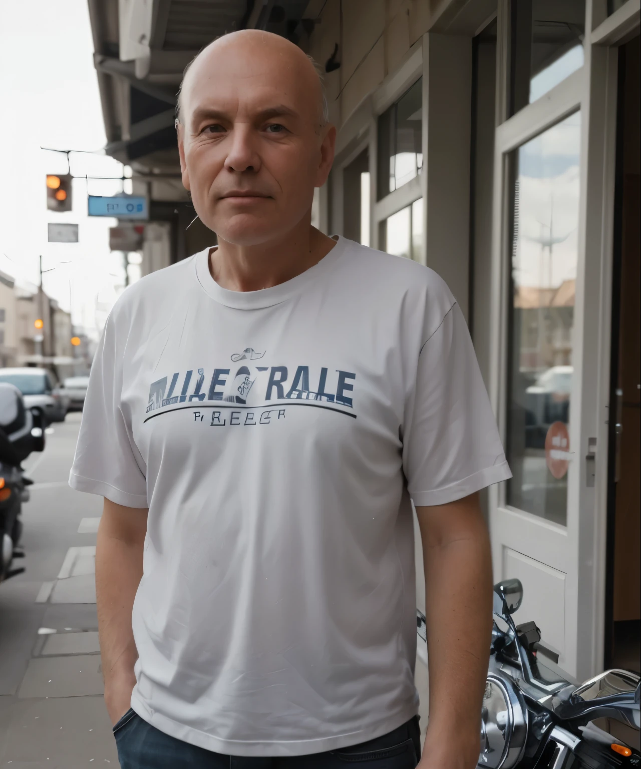 Sitzt auf einem Motorrad