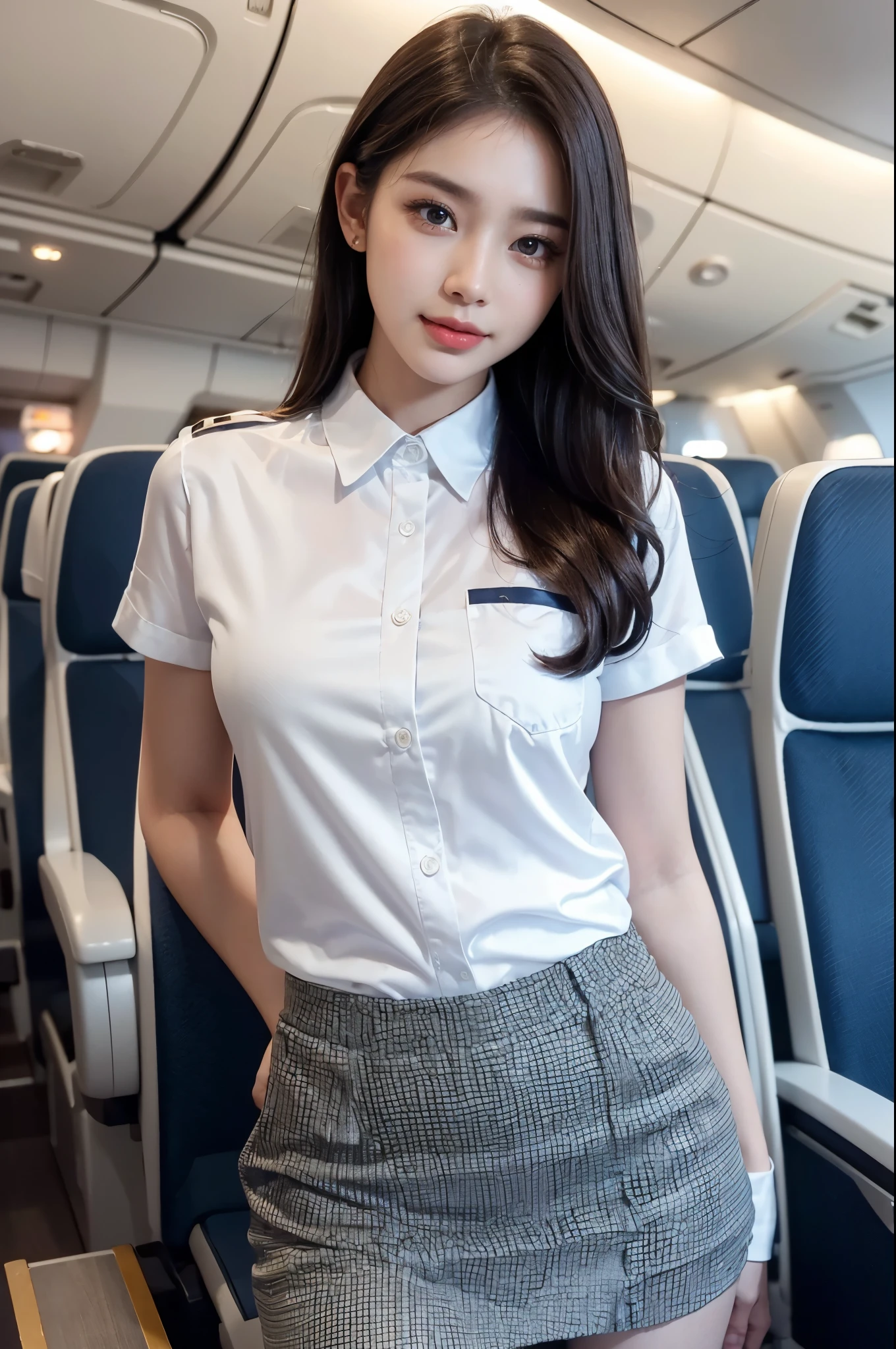 8k, masterpiece, RAW photo, best quality, photorealistic, extremely detailed CG unity 8k wallpaper, Depth of field, Cinematic Light, Lens Flare, Ray tracing, (extremely beautiful face, beautiful lips, beautiful eyes), intricate detail face, ((ultra detailed skin)) 1girl, ((Beautiful Silky satin Violet T-shirt )), ((Beautiful Silky satin Violet Above knee length skirt)), in the dark, deep shadow, pretty korean girl, kpop idol, 1 girl, (very slim slender fit-muscled body:1.3), ((looking at viewer)),(big smile:1.3), (fashion city night, dark night, (neon sign), (blurred background), fashion street night),(without people in the background:1.3), beautiful earrings, bracelets, necklace, pantyhose, clear eyes, (pale skin), (big eyes), face forward, ((upper body shot)), (looking at viewer:1.3) very slim, medium breasts, (Ultra-realistic, gazing at viewer), (hight resolution), (8K), (ighly detailed), (Brown hair, short-hair), (Show the navel), (Slim body)