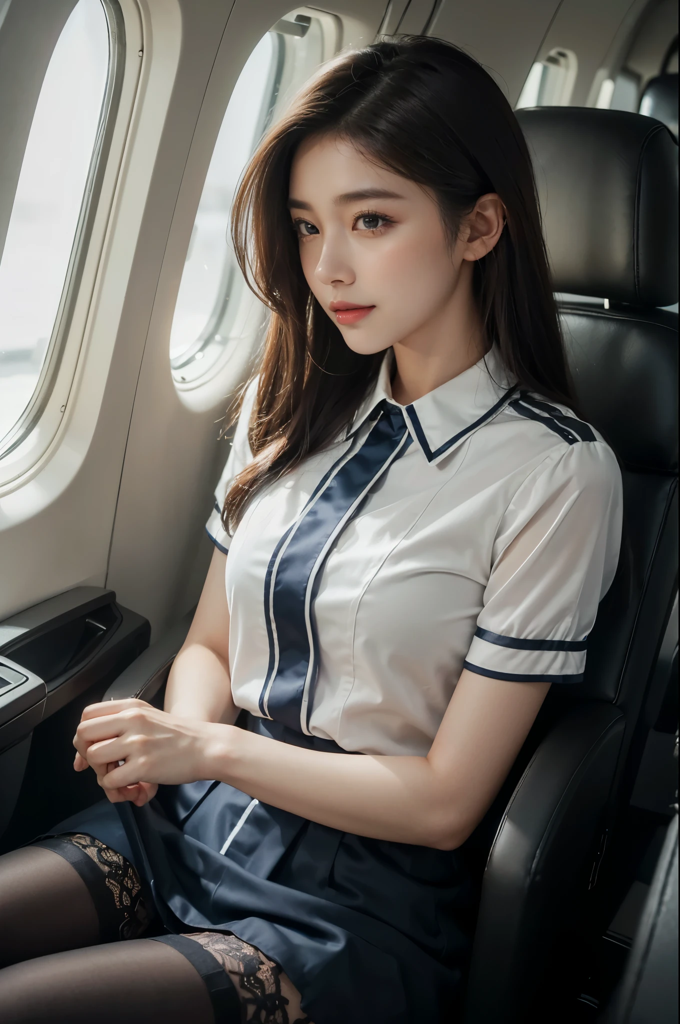 8k, masterpiece, RAW photo, best quality, photorealistic, extremely detailed CG unity 8k wallpaper, Depth of field, Cinematic Light, Lens Flare, Ray tracing, (extremely beautiful face, beautiful lips, beautiful eyes), intricate detail face, ((ultra detailed skin)) 1girl, ((Beautiful Silky satin Violet T-shirt )), ((Beautiful Silky satin Violet Above knee length skirt)), in the dark, deep shadow, pretty korean girl, kpop idol, 1 girl, (very slim slender fit-muscled body:1.3), ((looking at viewer)),(big smile:1.3), (fashion city night, dark night, (neon sign), (blurred background), fashion street night),(without people in the background:1.3), beautiful earrings, bracelets, necklace, pantyhose, clear eyes, (pale skin), (big eyes), face forward, ((upper body shot)), (looking at viewer:1.3) very slim, medium breasts, (Ultra-realistic, gazing at viewer), (hight resolution), (8K), (ighly detailed), (Brown hair, short-hair), (Show the navel), (Slim body)