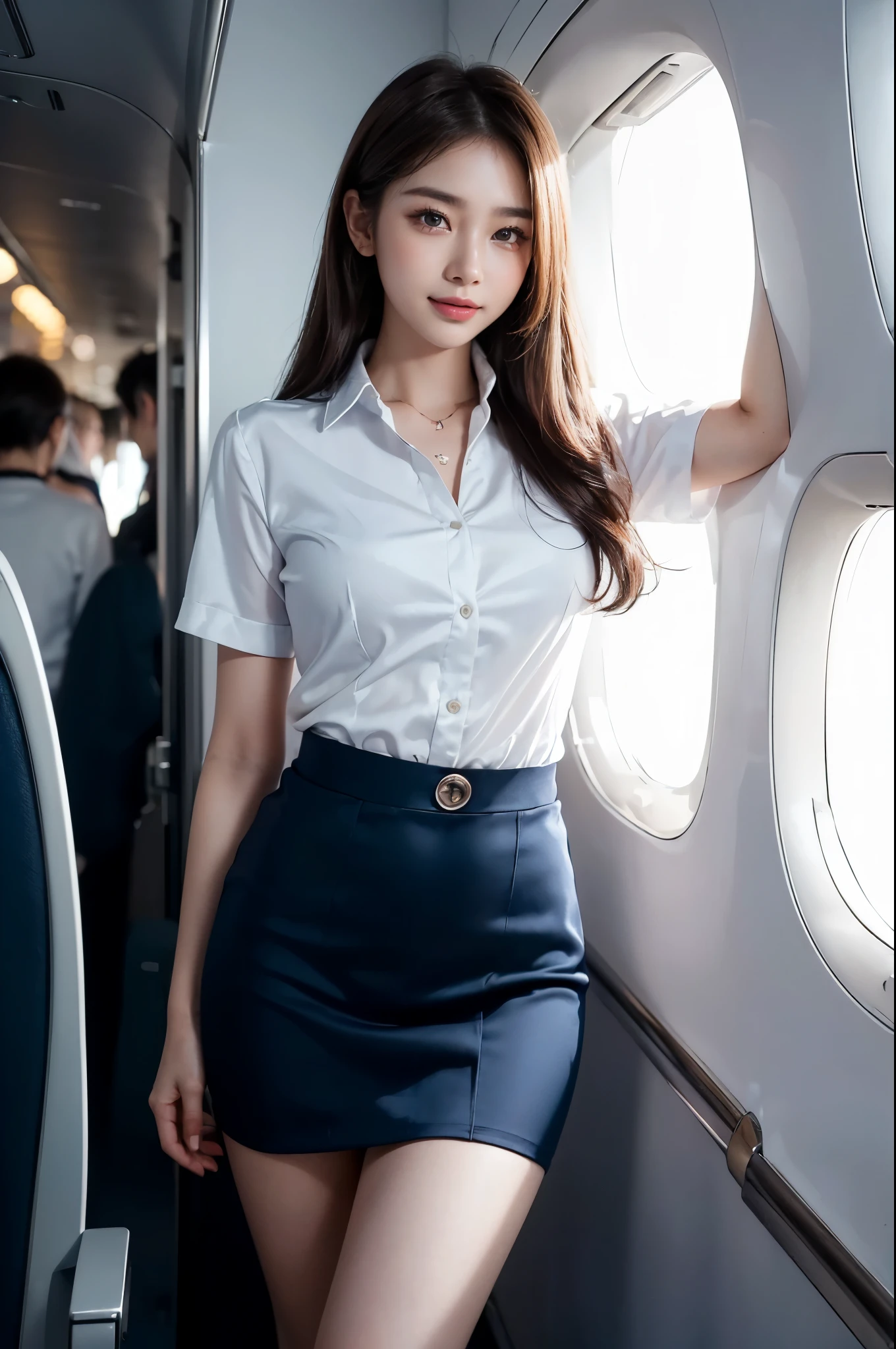 8k, masterpiece, RAW photo, best quality, photorealistic, extremely detailed CG unity 8k wallpaper, Depth of field, Cinematic Light, Lens Flare, Ray tracing, (extremely beautiful face, beautiful lips, beautiful eyes), intricate detail face, ((ultra detailed skin)) 1girl, ((Beautiful Silky satin Violet T-shirt )), ((Beautiful Silky satin Violet Above knee length skirt)), in the dark, deep shadow, pretty korean girl, kpop idol, 1 girl, (very slim slender fit-muscled body:1.3), ((looking at viewer)),(big smile:1.3), (fashion city night, dark night, (neon sign), (blurred background), fashion street night),(without people in the background:1.3), beautiful earrings, bracelets, necklace, pantyhose, clear eyes, (pale skin), (big eyes), face forward, ((upper body shot)), (looking at viewer:1.3) very slim, medium breasts, (Ultra-realistic, gazing at viewer), (hight resolution), (8K), (ighly detailed), (Brown hair, short-hair), (Show the navel), (Slim body)