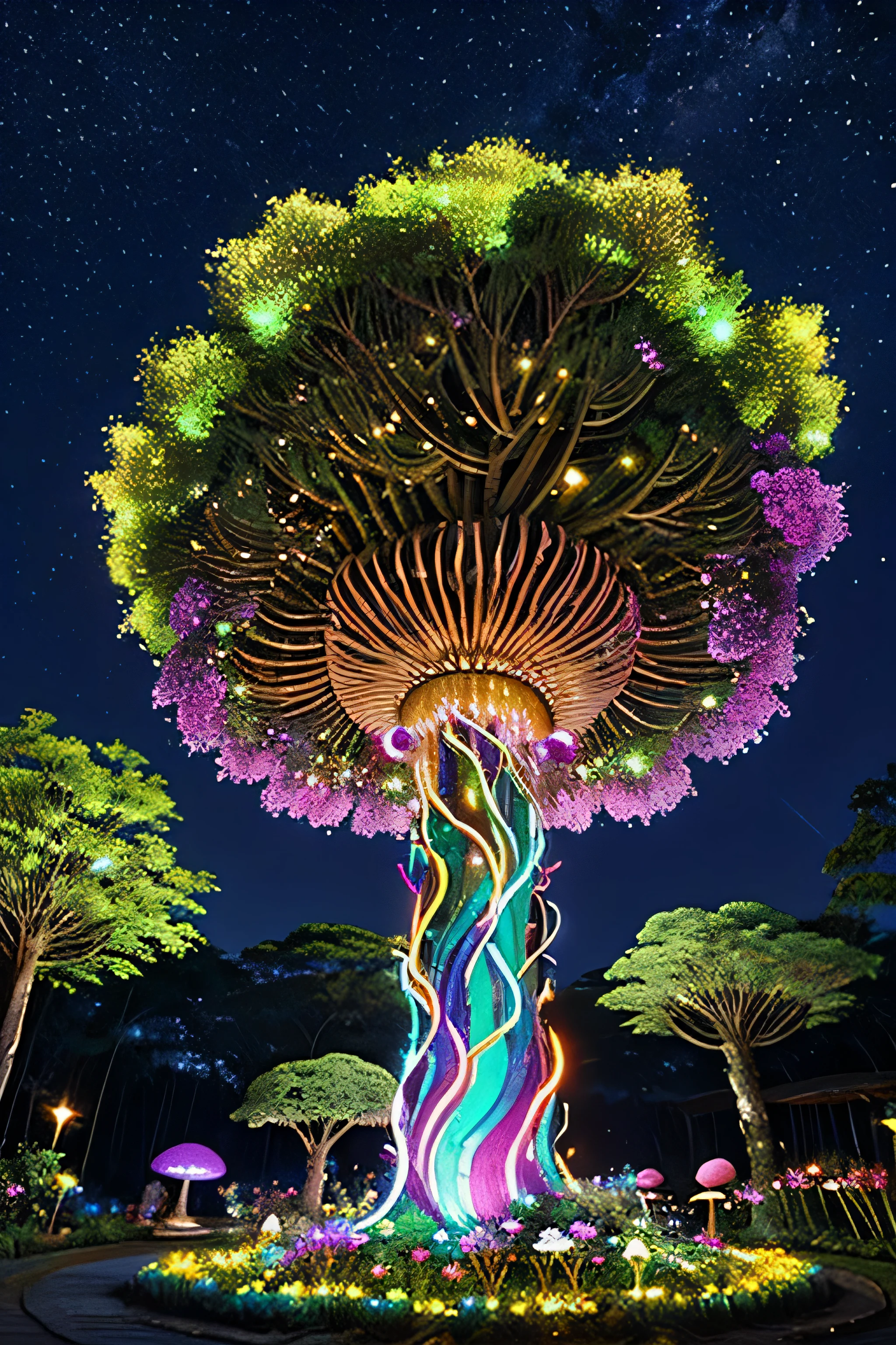 (When we arrived on the planet Pandora,surrounded by many people "Tree of Hope" Seeds resemble glowing jellyfish;towering tree々,Can be used as a home to live in、Lush rainforest,very colorful,with dynamism、Flowers and plants glowing at night、mushroom...... At this time "Garden of Fantasy"