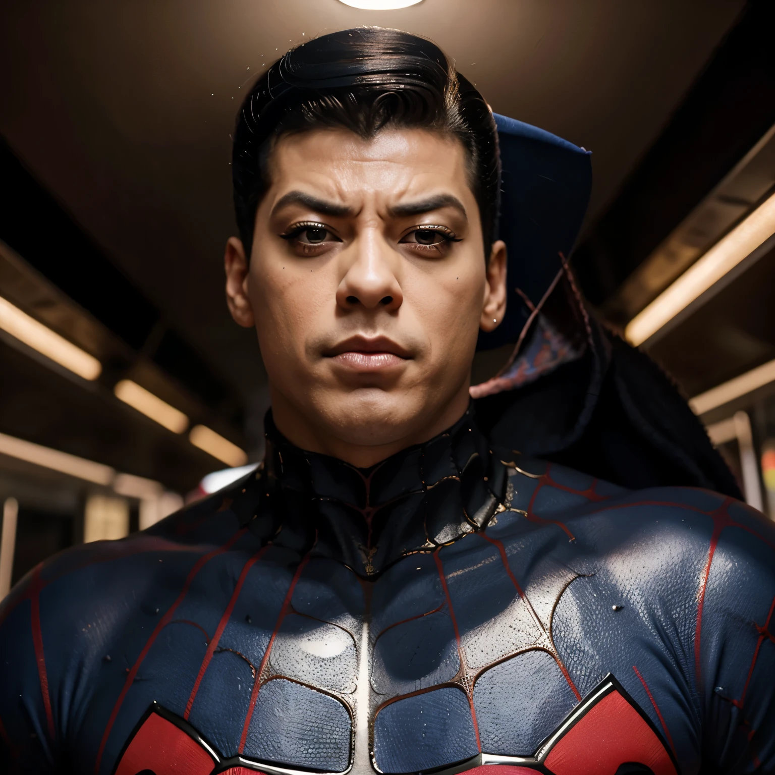 Josuke dando um soco na cara do homem aranha