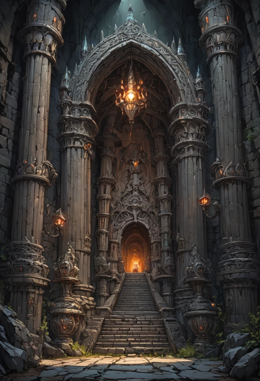 dark Dungeon, Adventure group, by Tsukasa Hojo, best quality, masterpiece, very aesthetic, perfect composition, intricate details, ultra-detailed