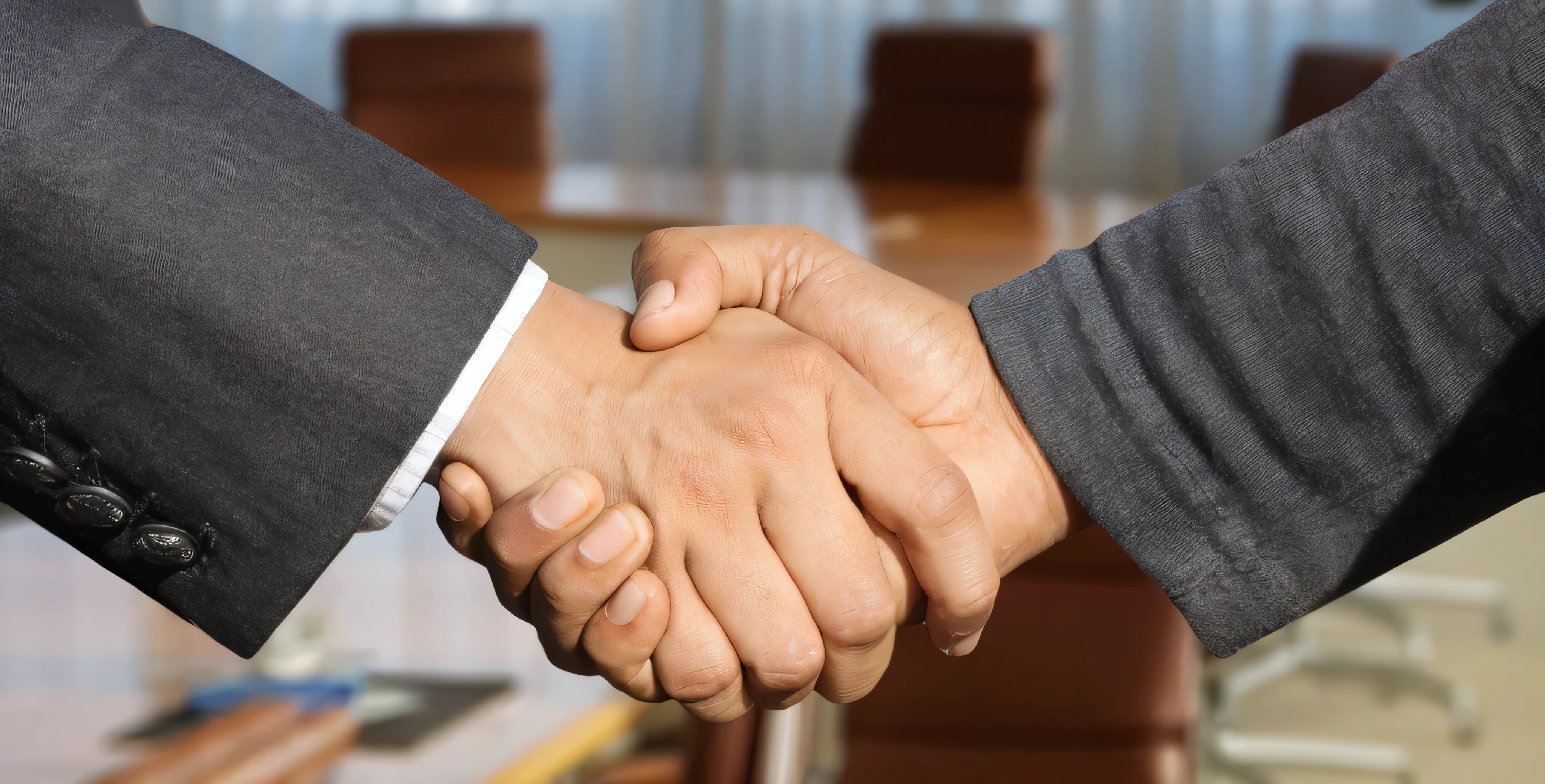 there are two men shaking hands in a meeting room, shaking hands, high quality picture, detailed picture, stock photo, realistic depiction, professional cooperate, hands, realistic image, hand holdings, istock, high quality photos, realistic scene, reaching out to each other, in meeting together, toward to the camera, uploaded, photo shot, stock image, sales, complete scene