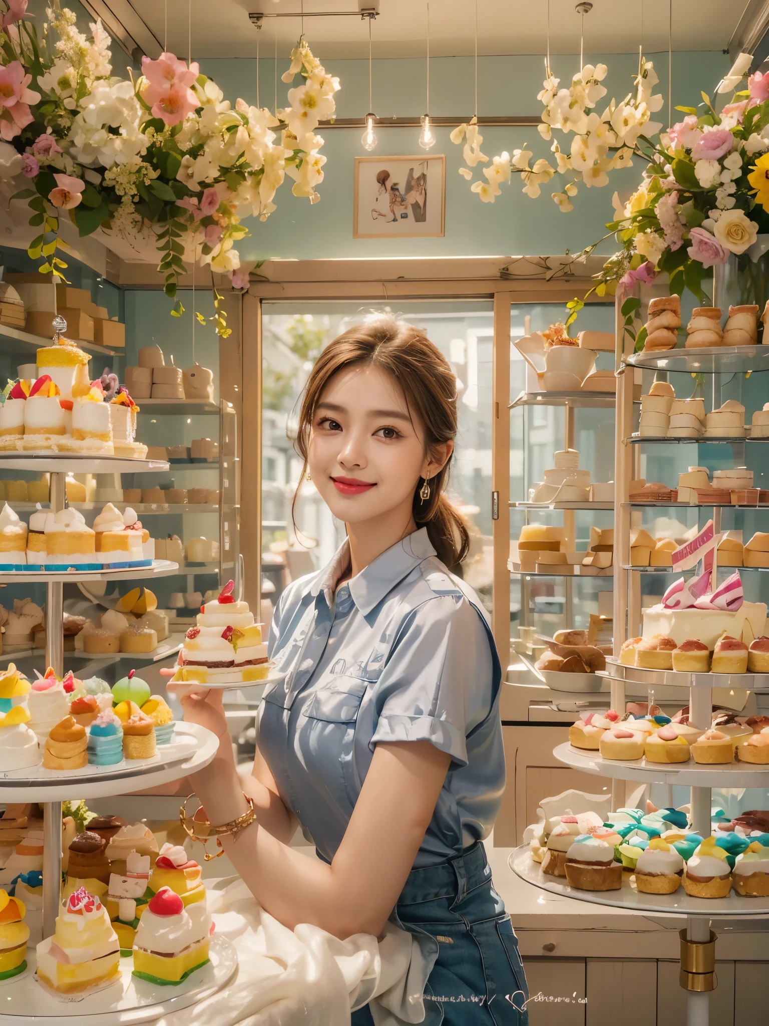 8k, masterpiece, RAW photo, best quality, photorealistic, extremely detailed CG unity 8k wallpaper, Depth of field, Cinematic Light, Lens Flare, Ray tracing, (extremely beautiful face, beautiful lips, beautiful eyes), intricate detail face, ((ultra detailed skin)) 1girl, ((Beautiful Silky satin Violet T-shirt )), ((Beautiful Silky satin Violet Above knee length skirt)), in the dark, deep shadow, pretty korean girl, kpop idol, 1 girl, (very slim slender fit-muscled body:1.3), ((looking at viewer)),(big smile:1.3), (fashion city night, dark night, (neon sign), (blurred background), fashion street night),(without people in the background:1.3), beautiful earrings, bracelets, necklace, pantyhose, clear eyes, (pale skin), (big eyes), face forward, ((upper body shot)), (looking at viewer:1.3) very slim, medium breasts, (Ultra-realistic, gazing at viewer), (hight resolution), (8K), (ighly detailed), (Brown hair, short-hair), (Show the navel), (Slim body)