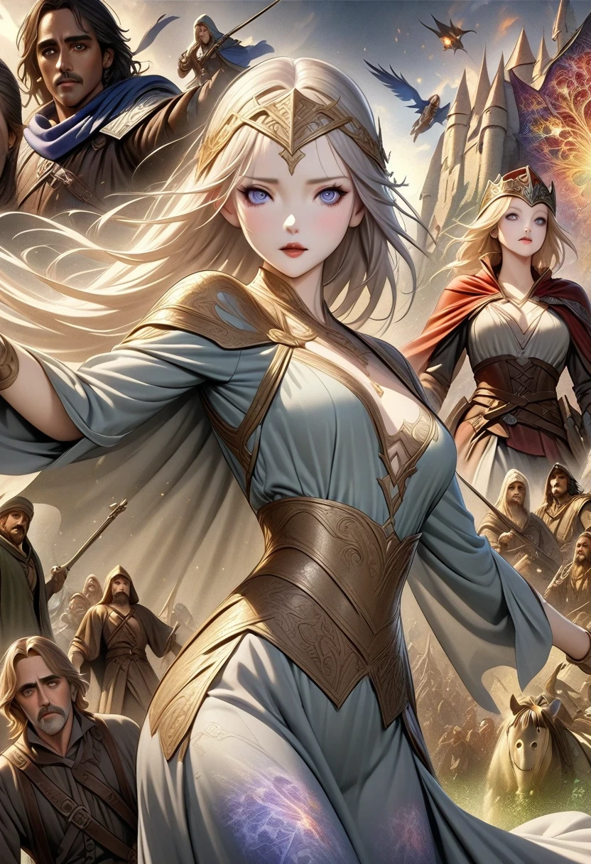 *8k masterpiece, top quality, best quality, official art, (Beauty and Aesthetics: 1.3), Very detailed, (fractal art: 1.3), A fantasy action movie 。《Dungeons and Dragons》Directed by Courtney Solomon，Thora Birch、Jeremy Irons、Justin Welling、Bruce Payne、Fantasy action movie starring Marlon Wayans。The film tells the story of a mysterious country in medieval Europe.，The forces of justice headed by the Queen tried their best to deal with the Wizards、A story of life and death。