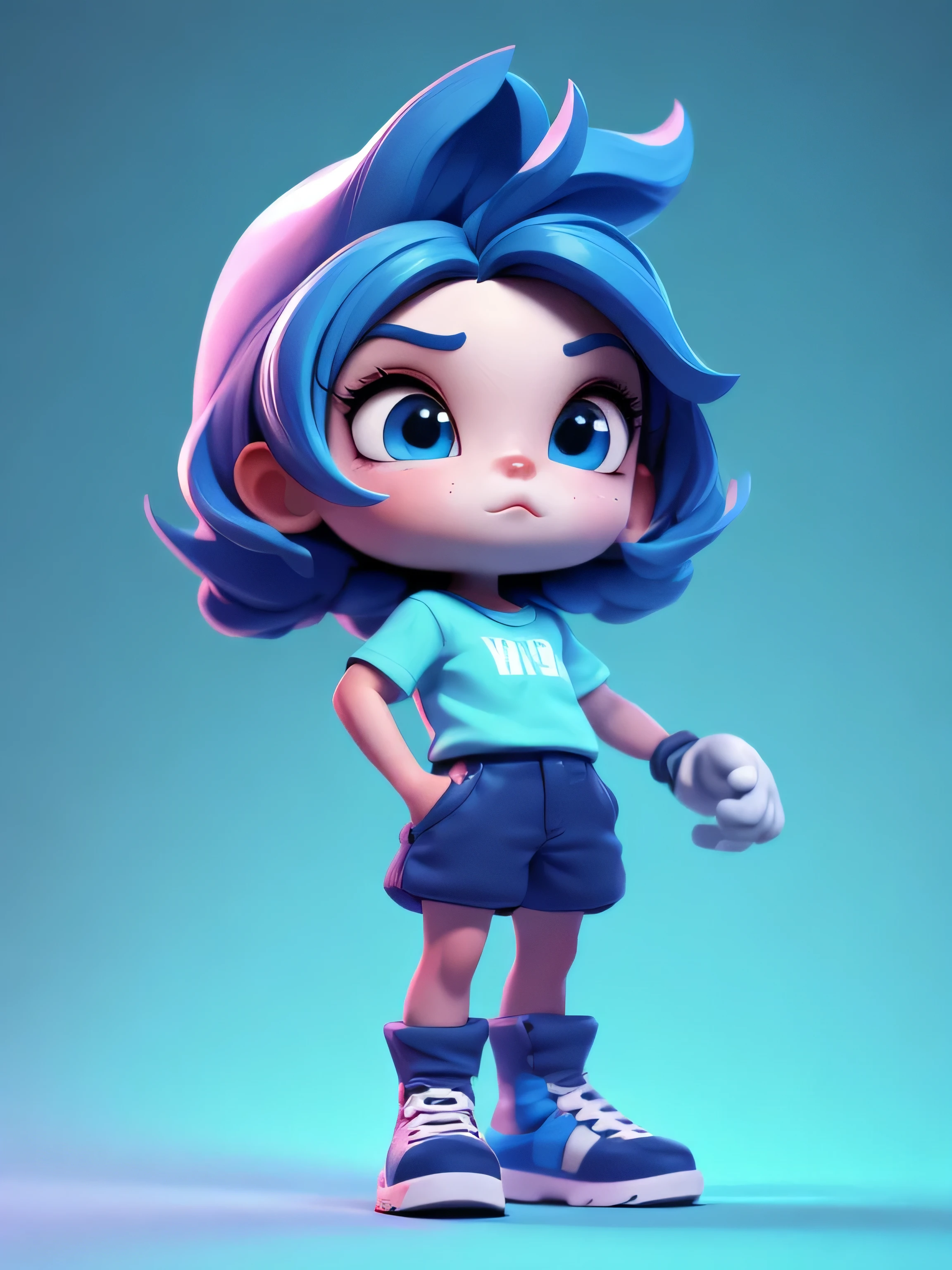 3D characters,farmer,(whole body:1.2),Simple background, masterpiece,best quality,(Blue gradient background:1.1)