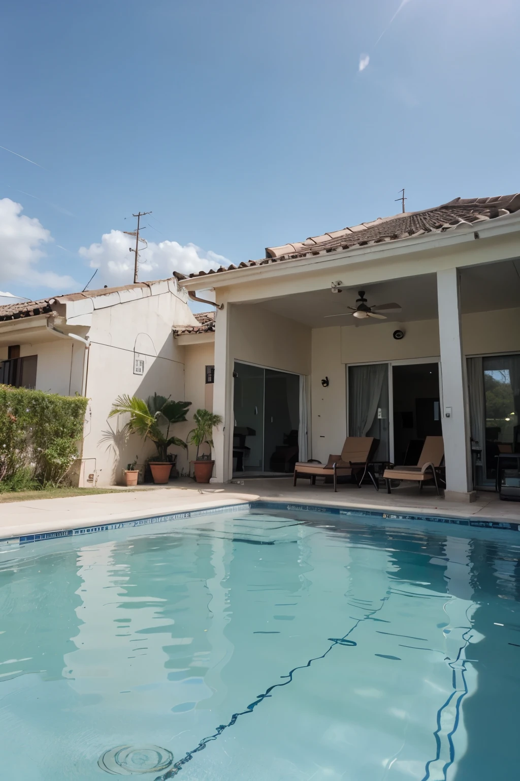 Crie imagens de uma casa com piscina
