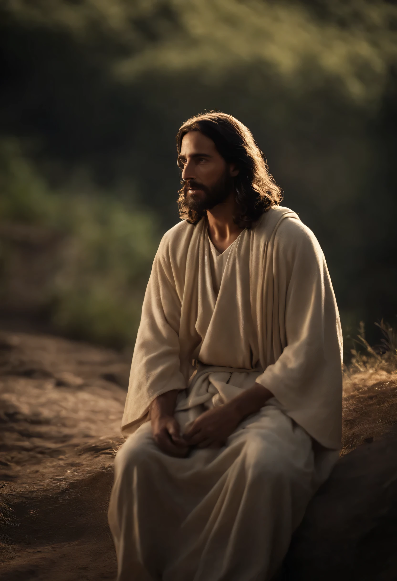 Jesus after the resurrection, caminhando e sorrindo