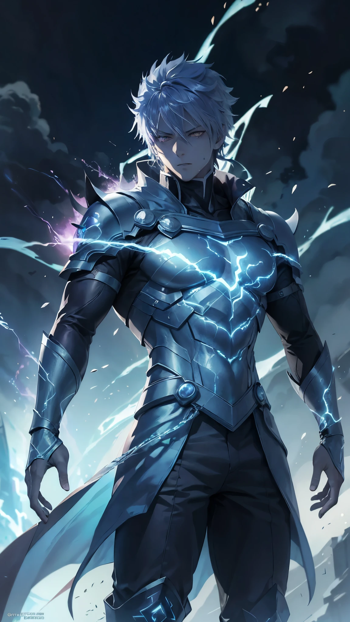 epic anime style, purple lightning, evil temperament, 20-year-old male shadow assassin, glowing black aura, shadow supervisor, handsome face, brilliant and majestic. Beautiful standard body and complete body structure. full body shot of a man with lightning in his hand, an epic anime about a purple energy man, in a battle stance with dark hair and glowing eyes looking at the viewer. Cool Gapmoe Yandere, menacing look, gintama's Hijikata Toushirou, inspired by Masanobu Okumura, the originator of the anime art style, Nobutaka Ike, the night war rages behind him. Highest image quality 8K, details everything 8K.