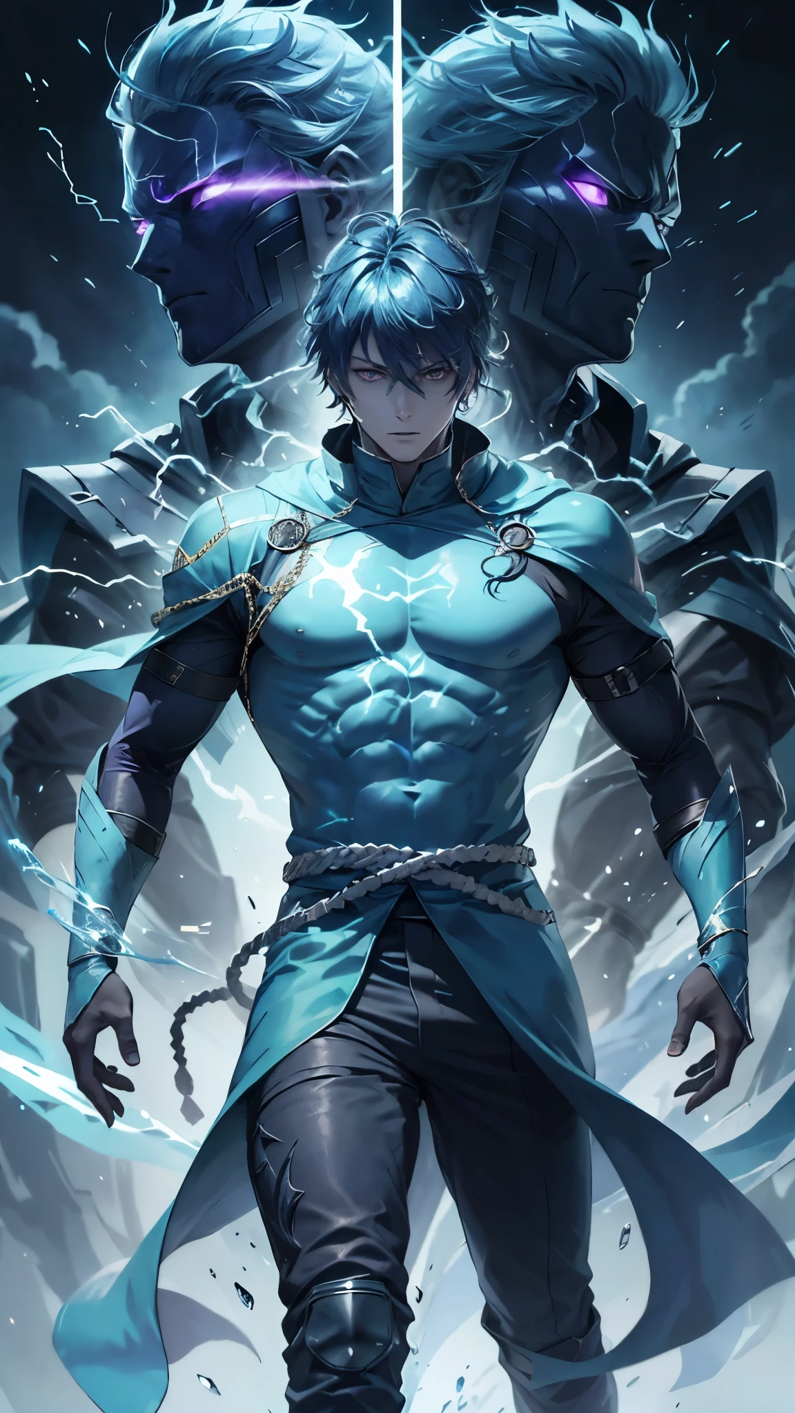 epic anime style, purple lightning, evil temperament, 20-year-old male shadow assassin, glowing black aura, shadow supervisor, handsome face, brilliant and majestic. Beautiful standard body and complete body structure. full body shot of a man with lightning in his hand, an epic anime about a purple energy man, in a battle stance with dark hair and glowing eyes looking at the viewer. Cool Gapmoe Yandere, menacing look, gintama's Hijikata Toushirou, inspired by Masanobu Okumura, the originator of the anime art style, Nobutaka Ike, the night war rages behind him. Highest image quality 8K, details everything 8K.