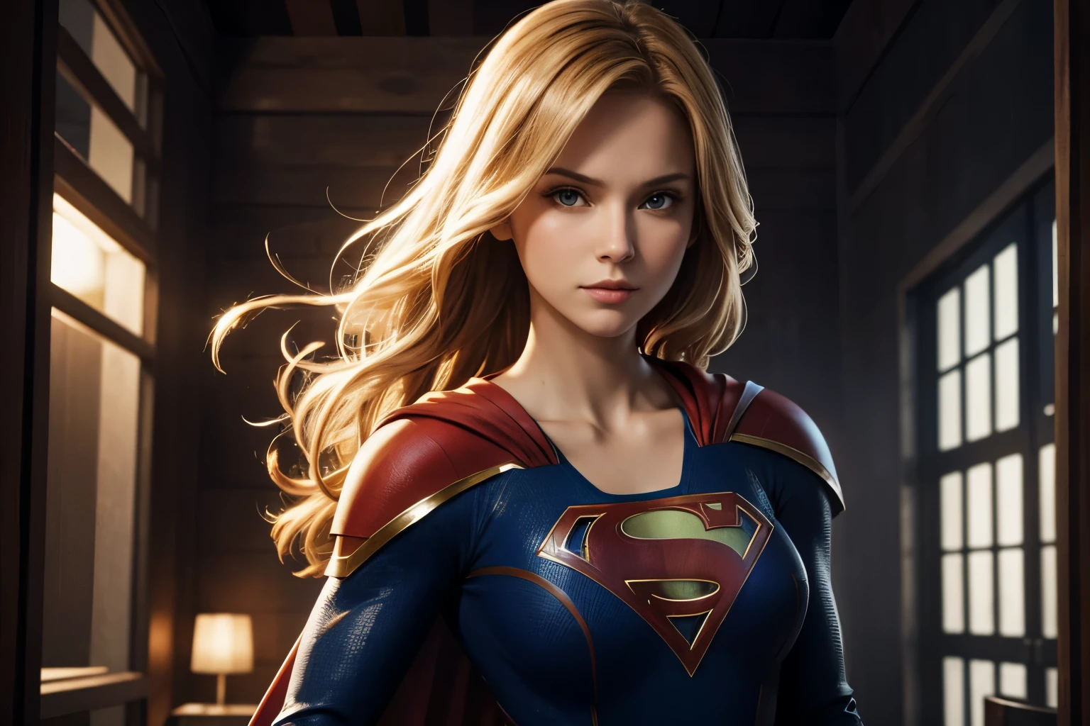 Supergirl, inside a glass bottle, gorgeous, highly detailed, perfect composition, UHD, intricate