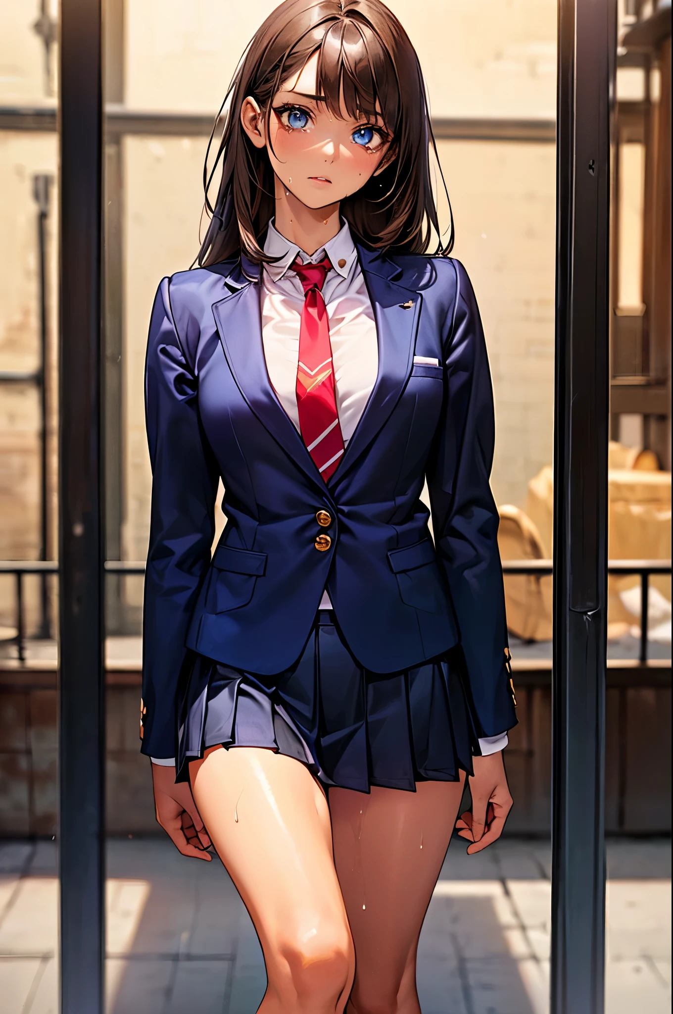 1 girl, beautiful young woman, long black hair, twintails, blue blazer uniform, necktie, tight skirt, knee socks, standing in Anatomi club room, gazing at viewer, Sweet expression, human body drawings on blackboard, (best qualityer,4K,8k,high resolution,work of art:1.2),ultra detali,(realisitic,photorealisitic,photo-realisitic:1.37),Anatomi,scientific,precise,hyper-realisitic,details Intricate,bright coloured,cinematic lighting,volumetric lighting,Depth of field,photo-realisitic rendering