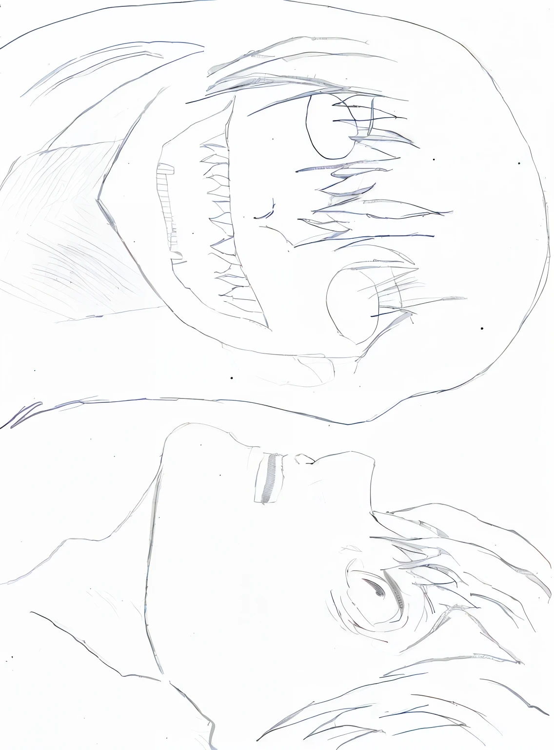 (((aumentar linhas de preto))), ((( colocar tons mais escuros nas linhas))), desenho de um homem com rosto desenhado em uma folha de papel, detalhado, but rough, desenho desbotado, detailed jaw and eyes, por Naka Bokunen, contornos de anime limpos, imagem de qualidade , rosto de anime detalhado, , line sketch!!, , sombreamento de anime), rosto macio de anime detalhado, arte de linha intensa, ( detalhar qualidade das linhas), aumentar o sombreado