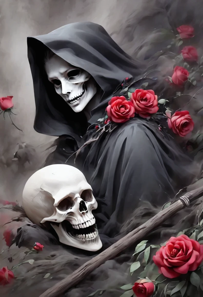Alafd image,One was wearing a black robe、man holding red rose, the grim Reaper, grim Reaper, Beautiful male grim Reaper, reaper as a scary, portrait of grim Reaper, reaper in overwatch, A harbinger of , punk grim Reaper, reminded me of the grim Reaper, reaper, grim Reaper