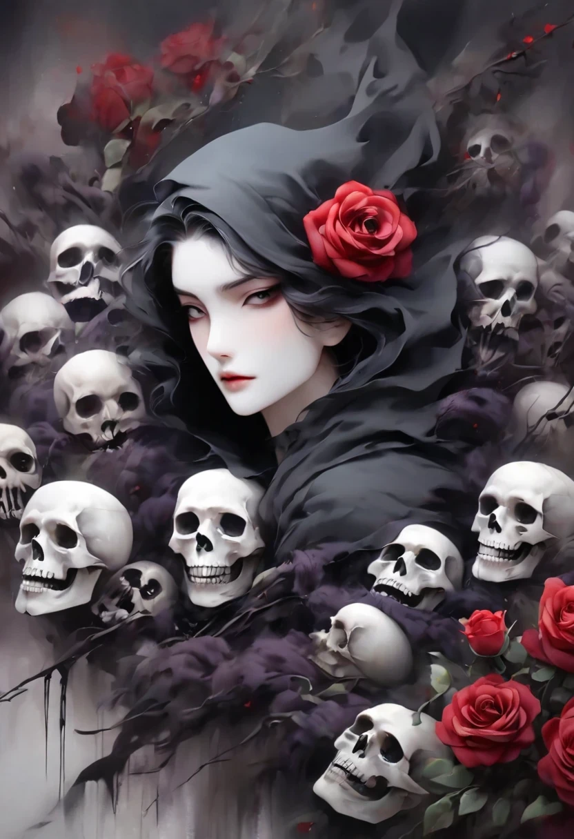 Alafd image,One was wearing a black robe、man holding red rose, the grim Reaper, grim Reaper, Beautiful male grim Reaper, reaper as a scary, portrait of grim Reaper, reaper in overwatch, A harbinger of death, punk grim Reaper, reminded me of the grim Reaper, reaper, grim Reaper