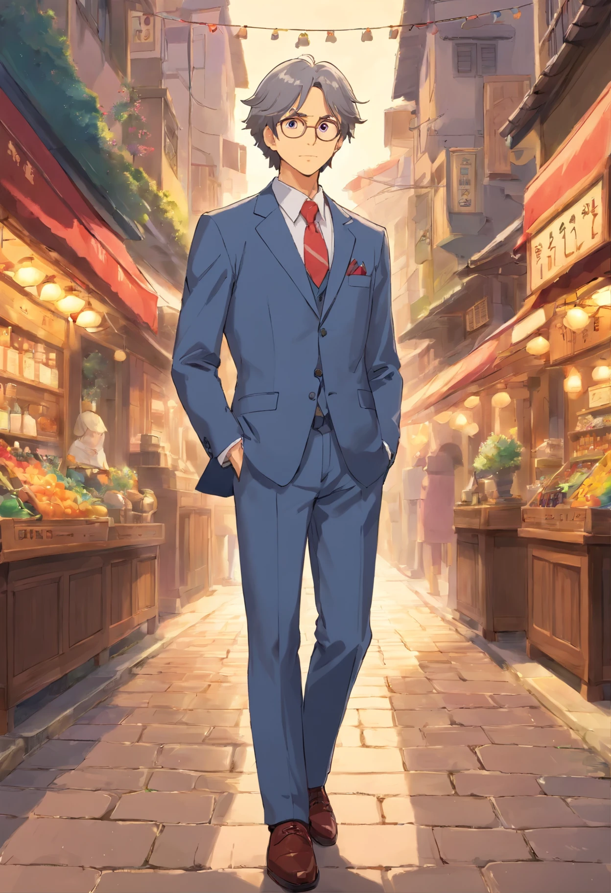 Homem de 20 anos, 1,80 de altura, meio loiro, cabelo pro lado, olhos castanhos, narizinho, middle ear, definido fisicamente, camisa social vinho, gray dress pants and wine dress shoes